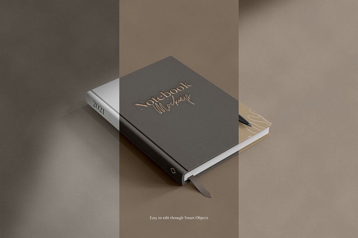 A5办公记事笔记本设计PS贴图样机模板素材 Minimal Notebook Mockups_img_2