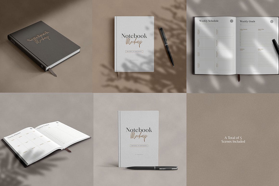 A5办公记事笔记本设计PS贴图样机模板素材 Minimal Notebook Mockups_img_2