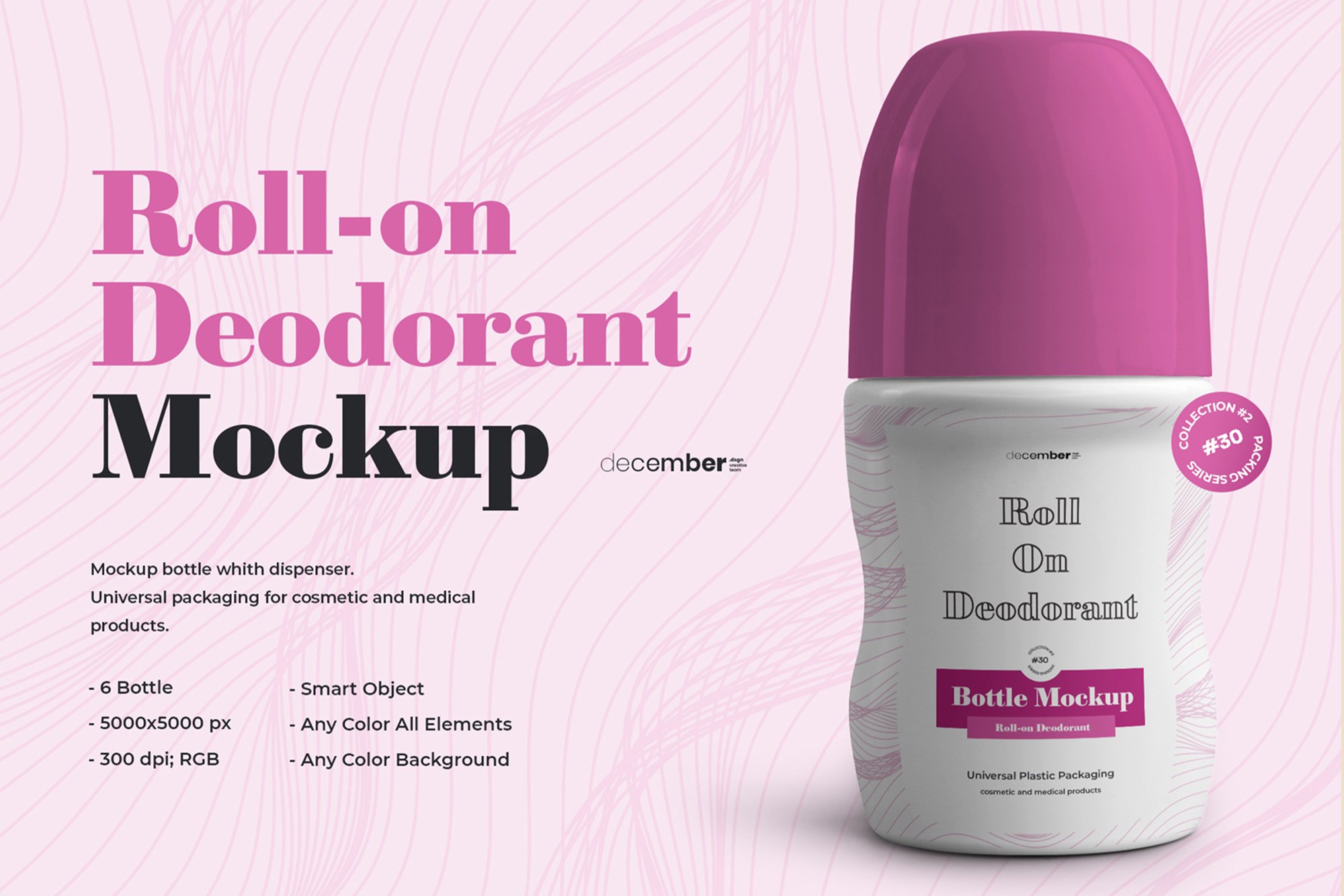 6款滚动除臭剂塑料包装瓶外观设计PS贴图样机 6 Roll-On Deodorant Mockups_img_2