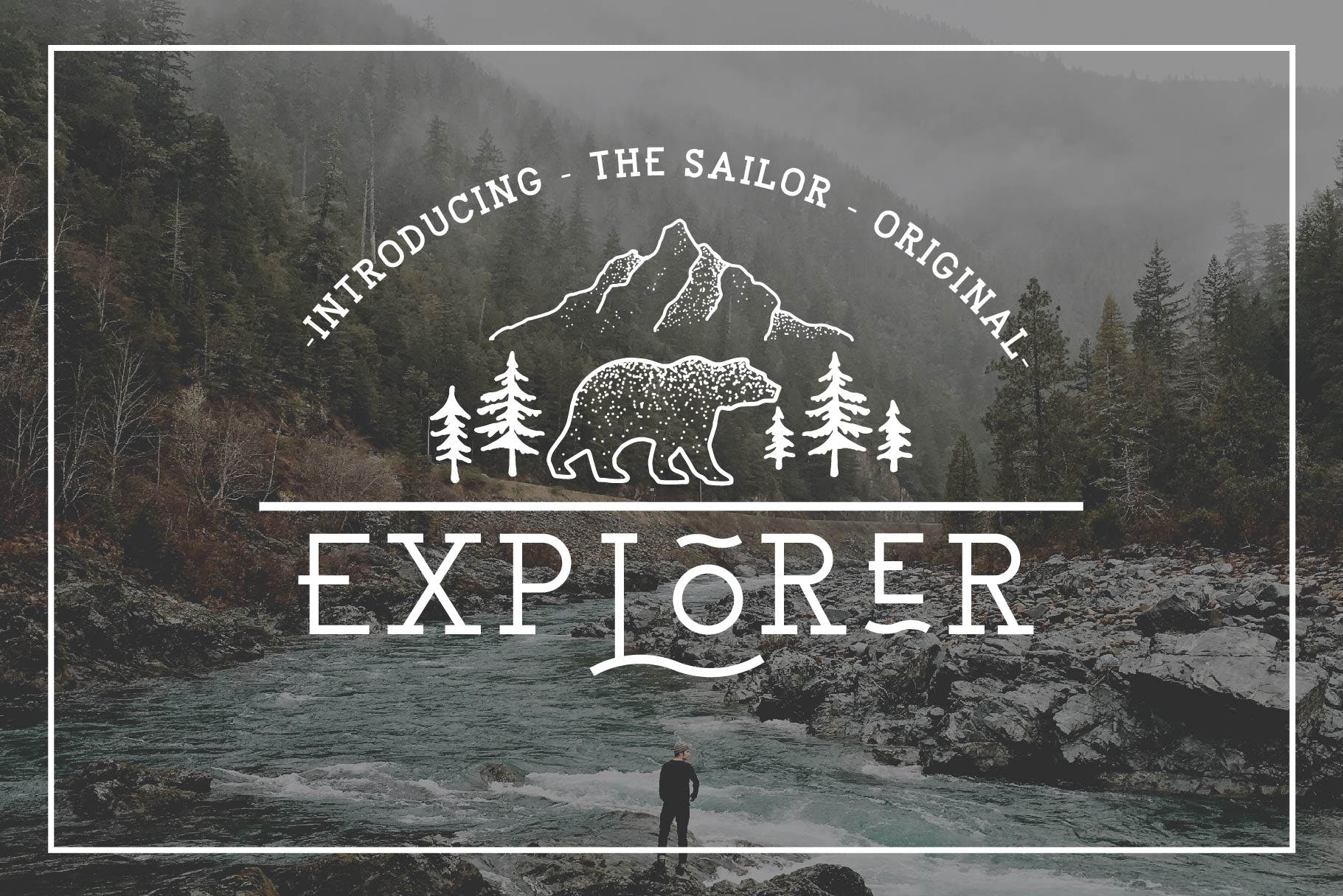 简洁复古标题徽标Logo文字设计无衬线英文字体素材 EXPLORER - Sailor Original Typeface_img_2