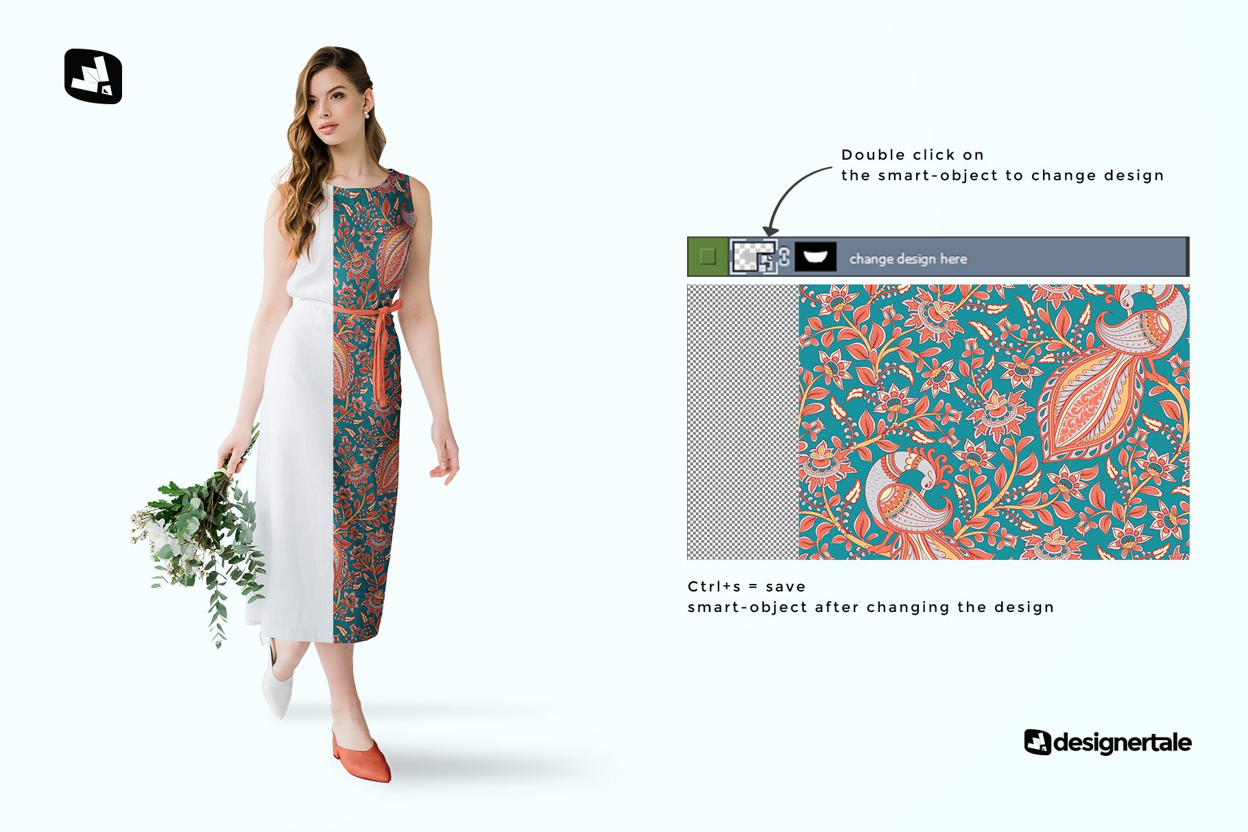 夏季女式棉质连衣裙印花图案设计展示样机模板 Female Cotton Summer Dress Mockup_img_2