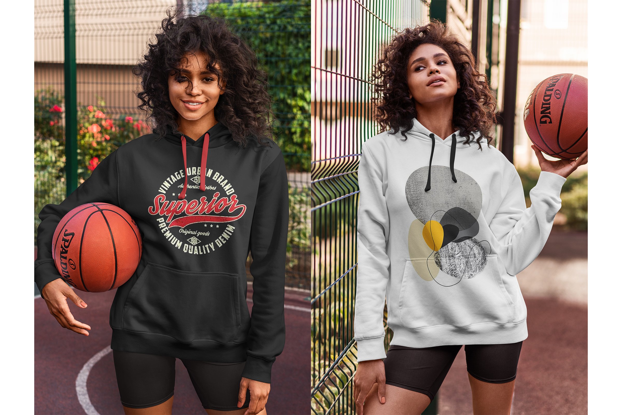 8款手持篮球女式连衣帽卫衣印花贴图样机模板素材 Hoodie Mockup Basketball_img_2