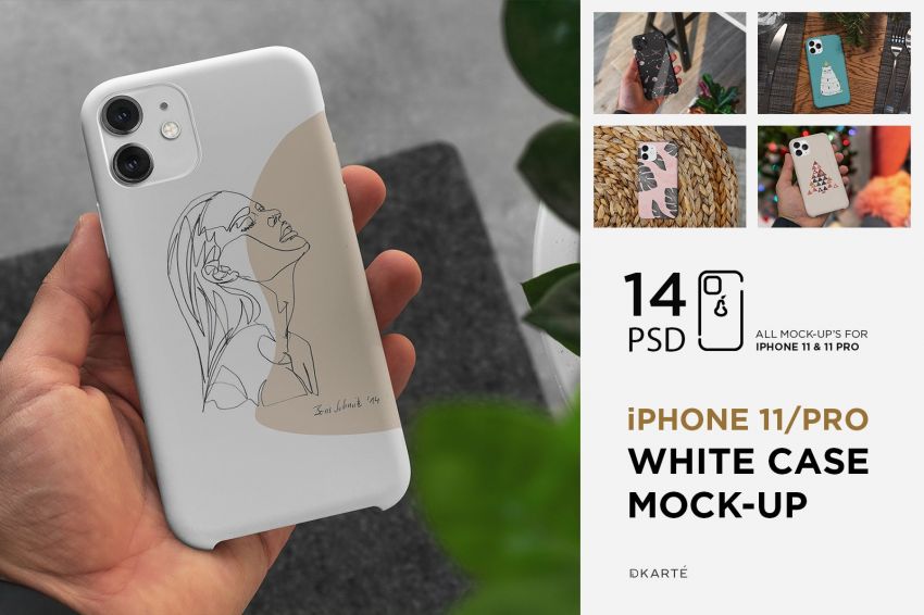 14款白色苹果iPhone 11手机壳外观设计展示贴图样机 Phone 11 Pro White Case Mockup_img_3