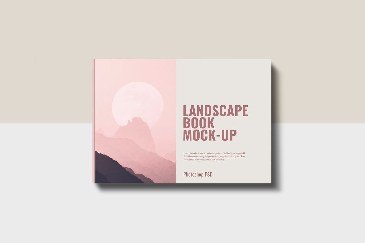 3款横版精装书画册设计展示贴图样机模板 Landscape Bookcover Mockups_img_2