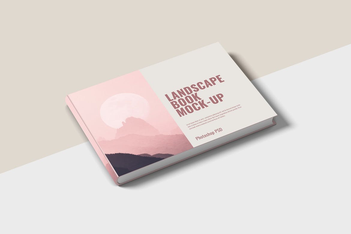 3款横版精装书画册设计展示贴图样机模板 Landscape Bookcover Mockups_img_2