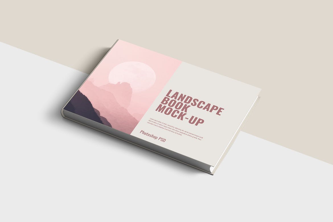 3款横版精装书画册设计展示贴图样机模板 Landscape Bookcover Mockups_img_2