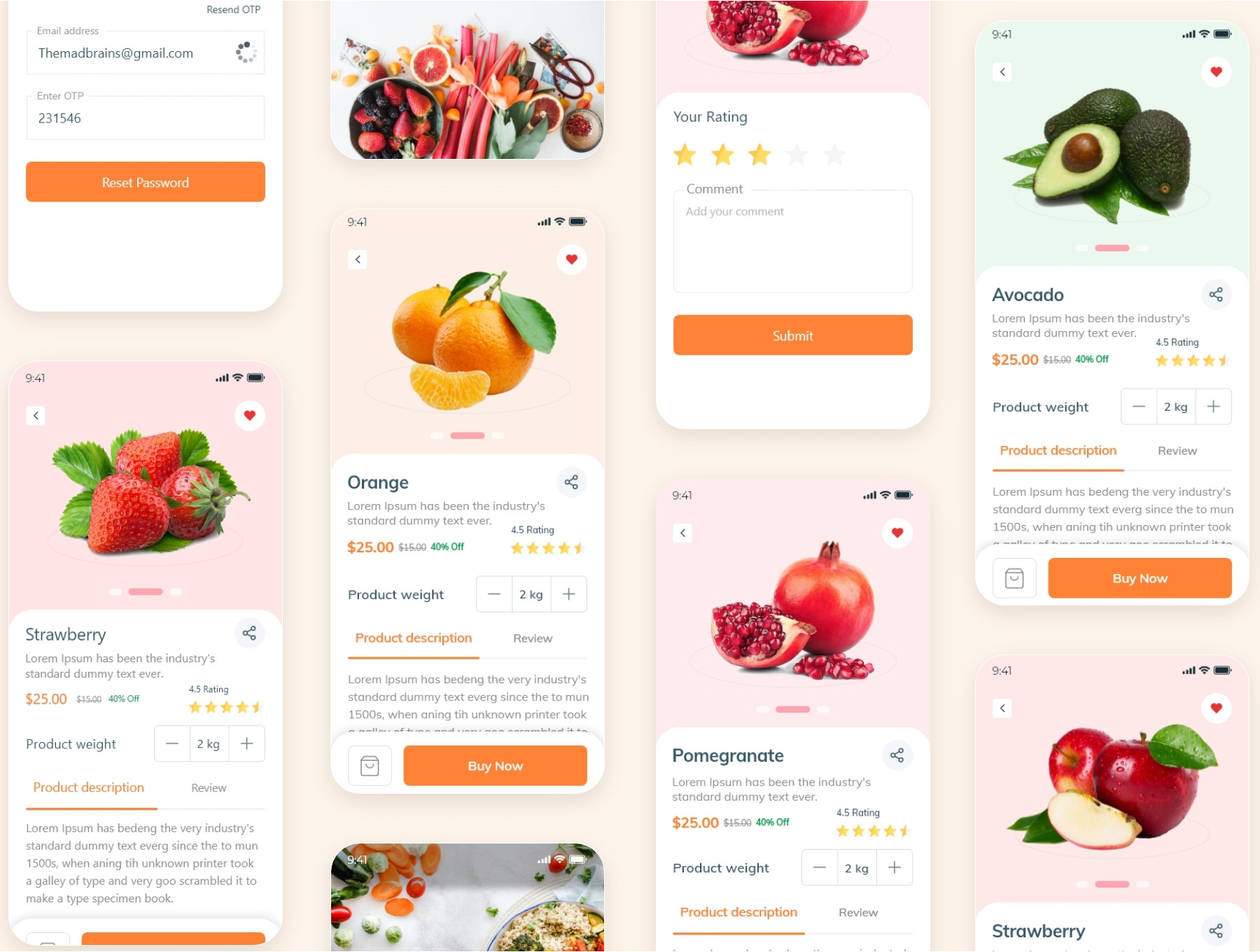 食品杂货在线购买外卖软件APP界面设计UI套件素材 Food Order - Grocery Application UI kit_img_3