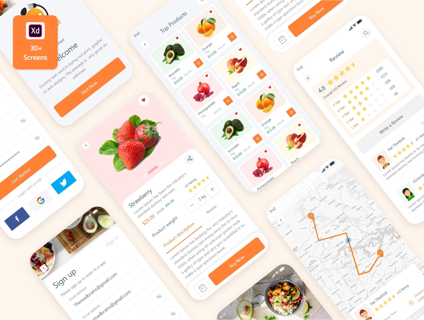 食品杂货在线购买外卖软件APP界面设计UI套件素材 Food Order - Grocery Application UI kit_img_3