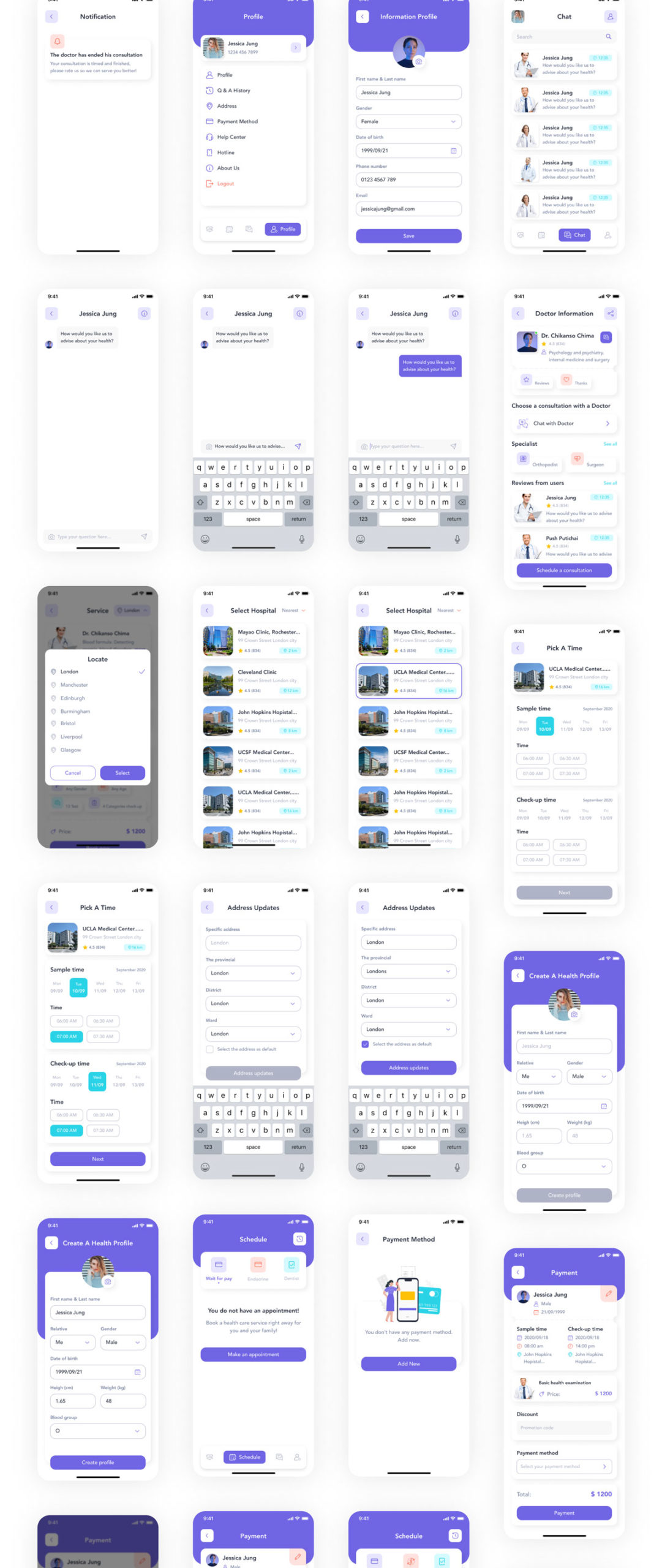 在线远程医疗健康应用程序APP界面设计UI套件 MyHeal - Telemedicine App UI Kit_img_2