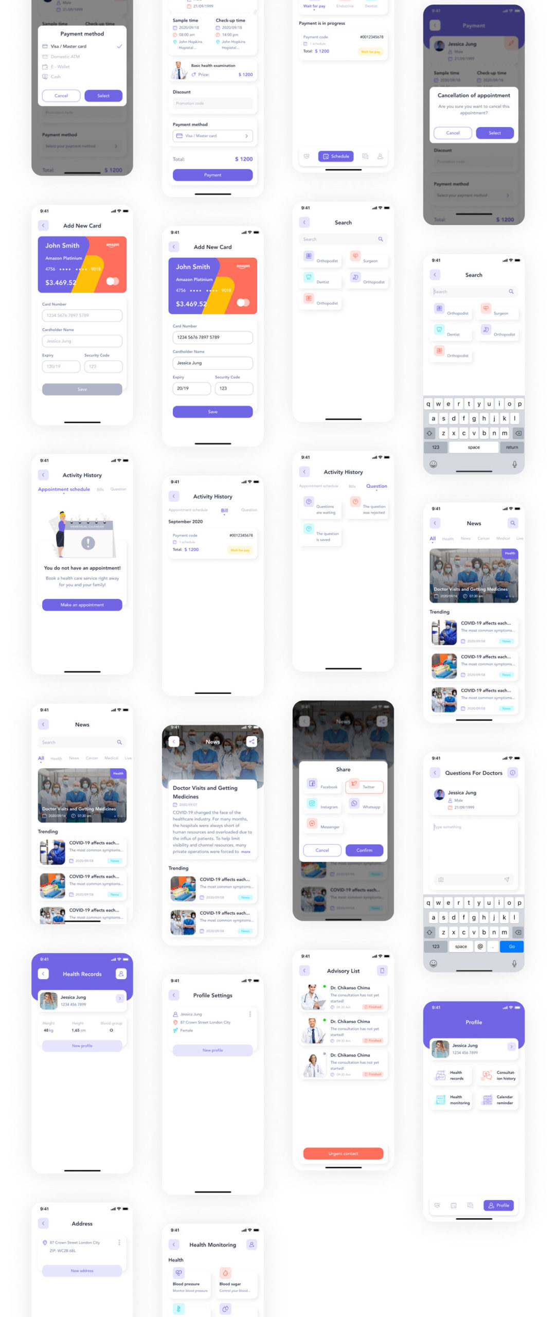 在线远程医疗健康应用程序APP界面设计UI套件 MyHeal - Telemedicine App UI Kit_img_2