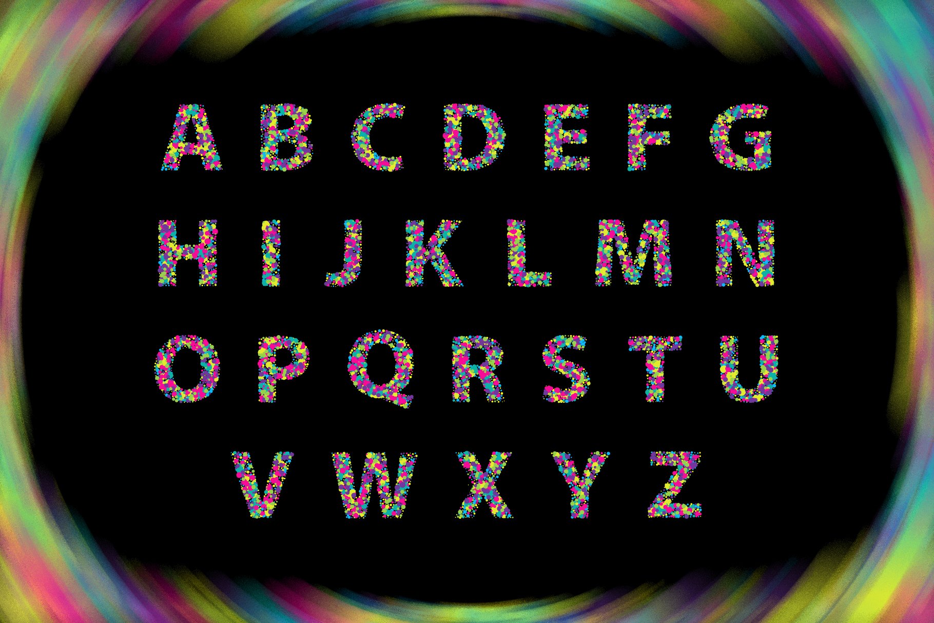 炫彩虹彩英文字母数字符号AI矢量设计素材 Colorblind OTF Colorful Font_img_2