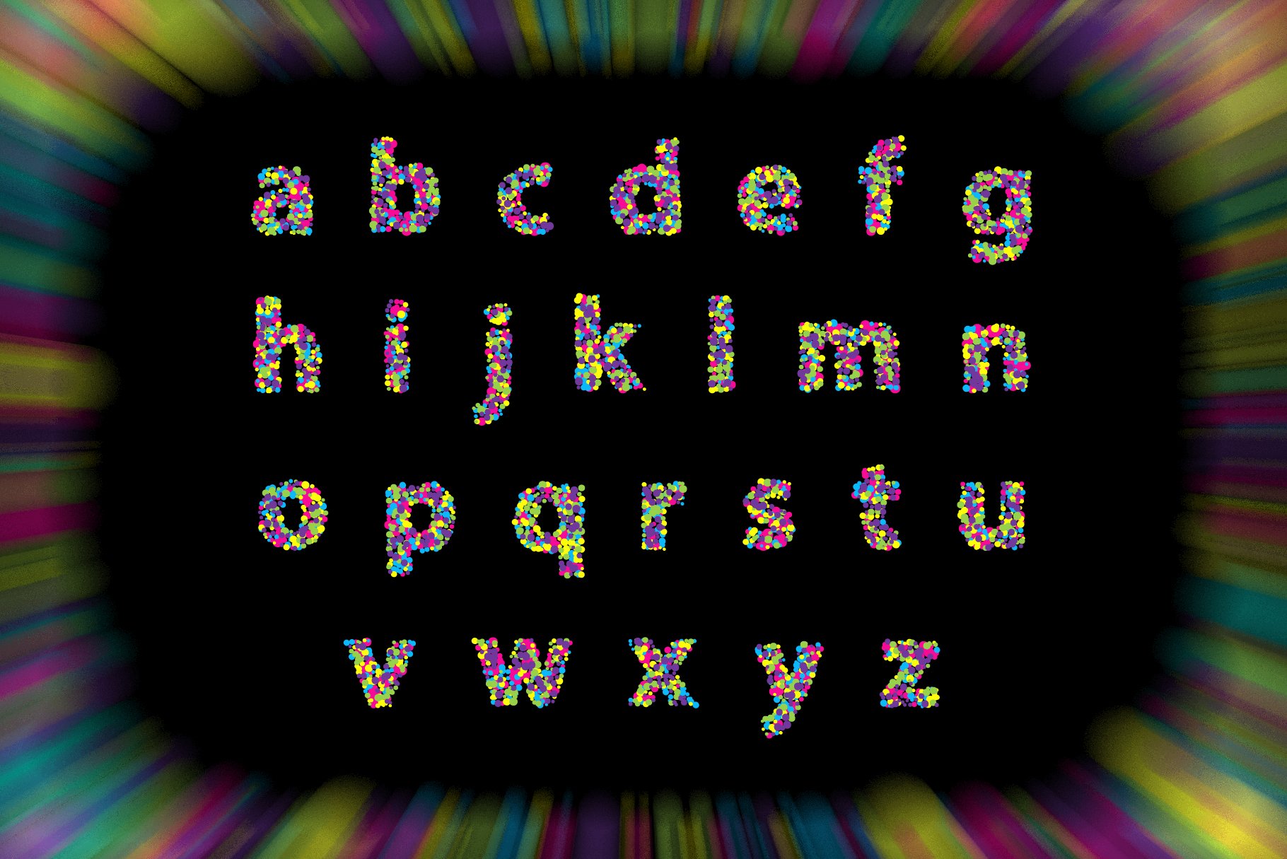 炫彩虹彩英文字母数字符号AI矢量设计素材 Colorblind OTF Colorful Font_img_2