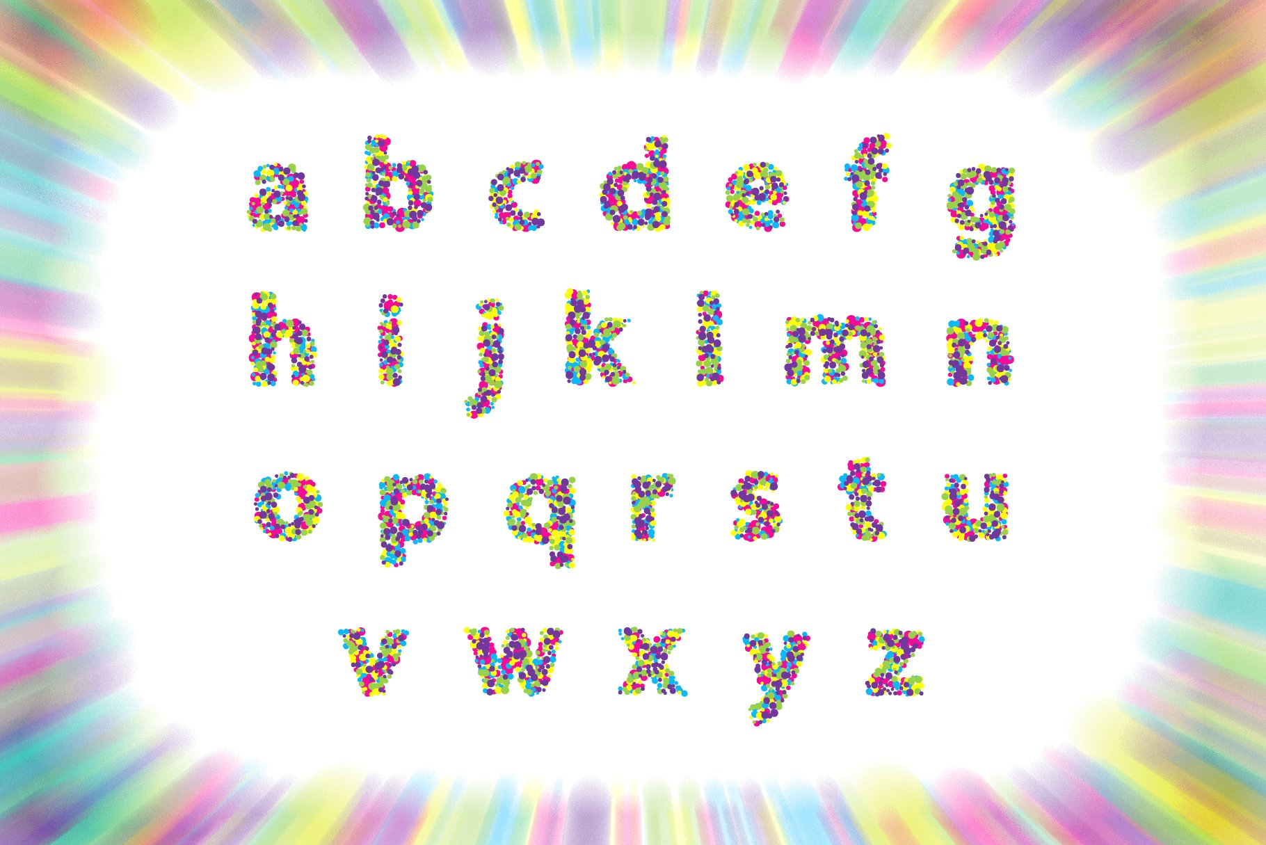 炫彩虹彩英文字母数字符号AI矢量设计素材 Colorblind OTF Colorful Font_img_2