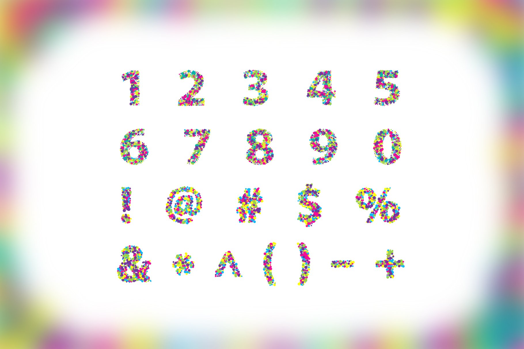 炫彩虹彩英文字母数字符号AI矢量设计素材 Colorblind OTF Colorful Font_img_2