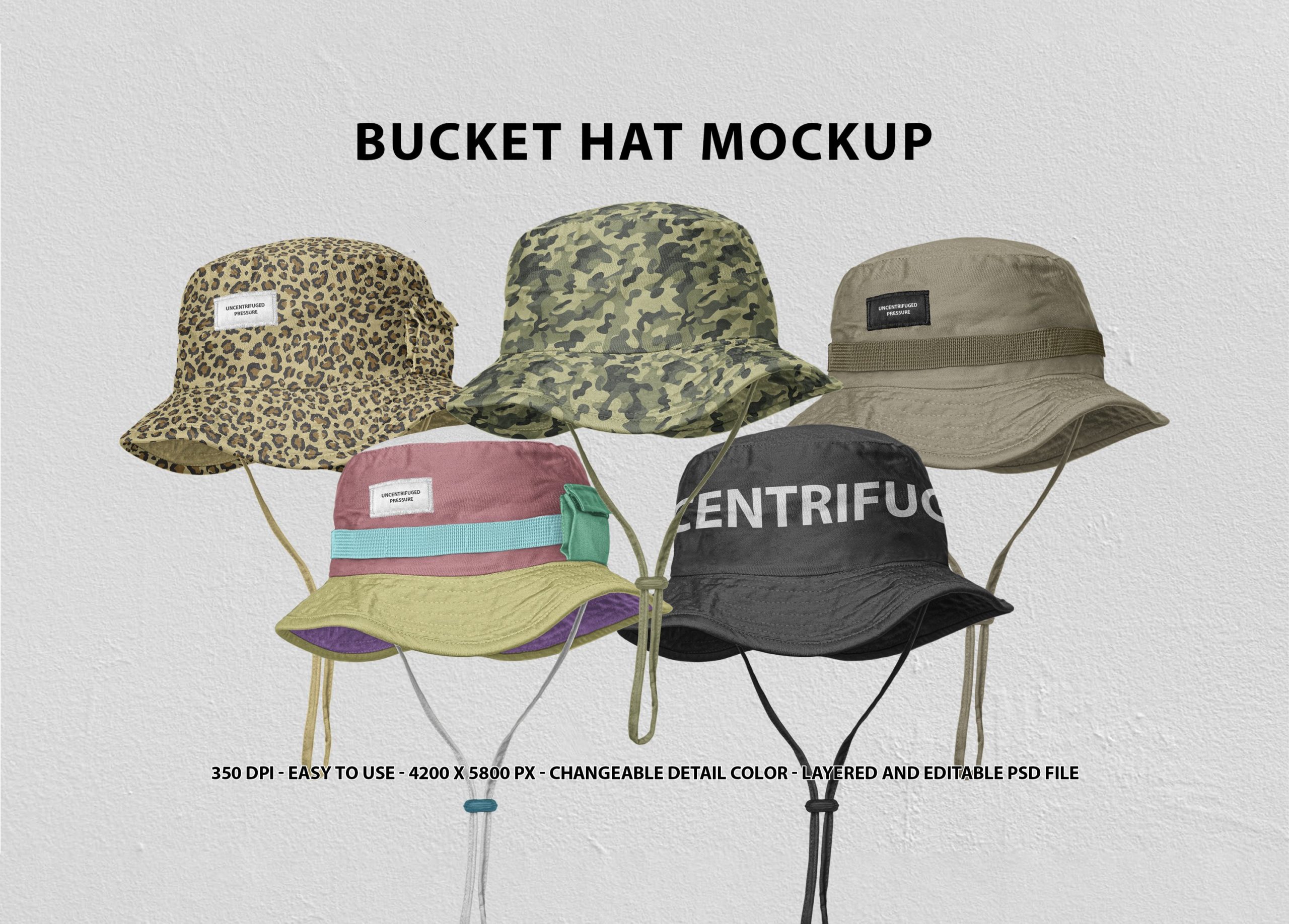 极简斗帽钓鱼帽图案印花设计展示贴图样机模板 Bucket Hat Mockup_img_2