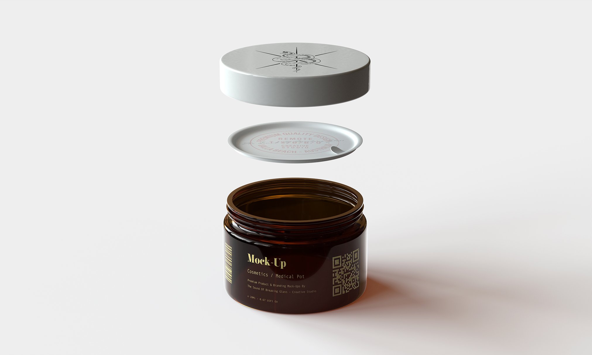 琥珀医用化妆品包装罐标签设计展示贴图样机模板 Cosmetic Medical Pot Mockup Vol.2_img_2