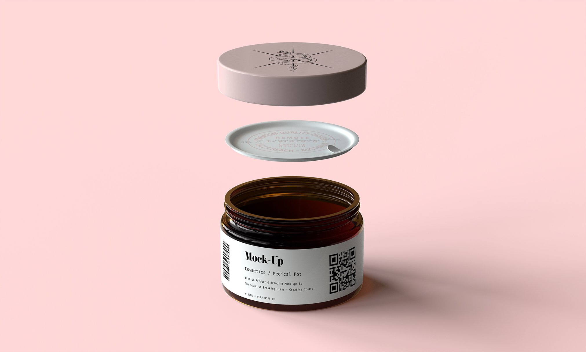 琥珀医用化妆品包装罐标签设计展示贴图样机模板 Cosmetic Medical Pot Mockup Vol.2_img_2