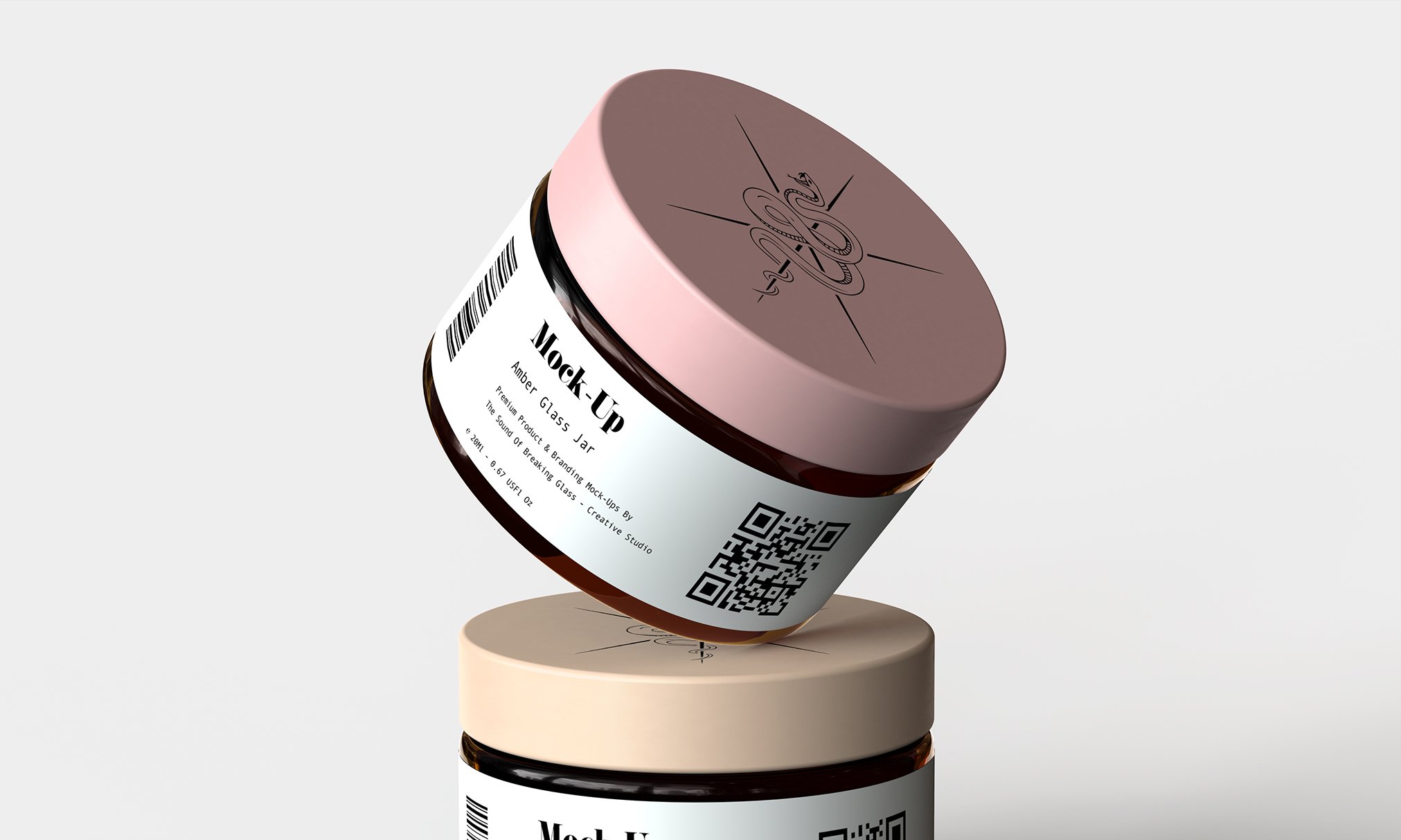 琥珀医用化妆品包装罐标签设计展示贴图样机模板 Cosmetic Medical Pot Mockup Vol.2_img_2