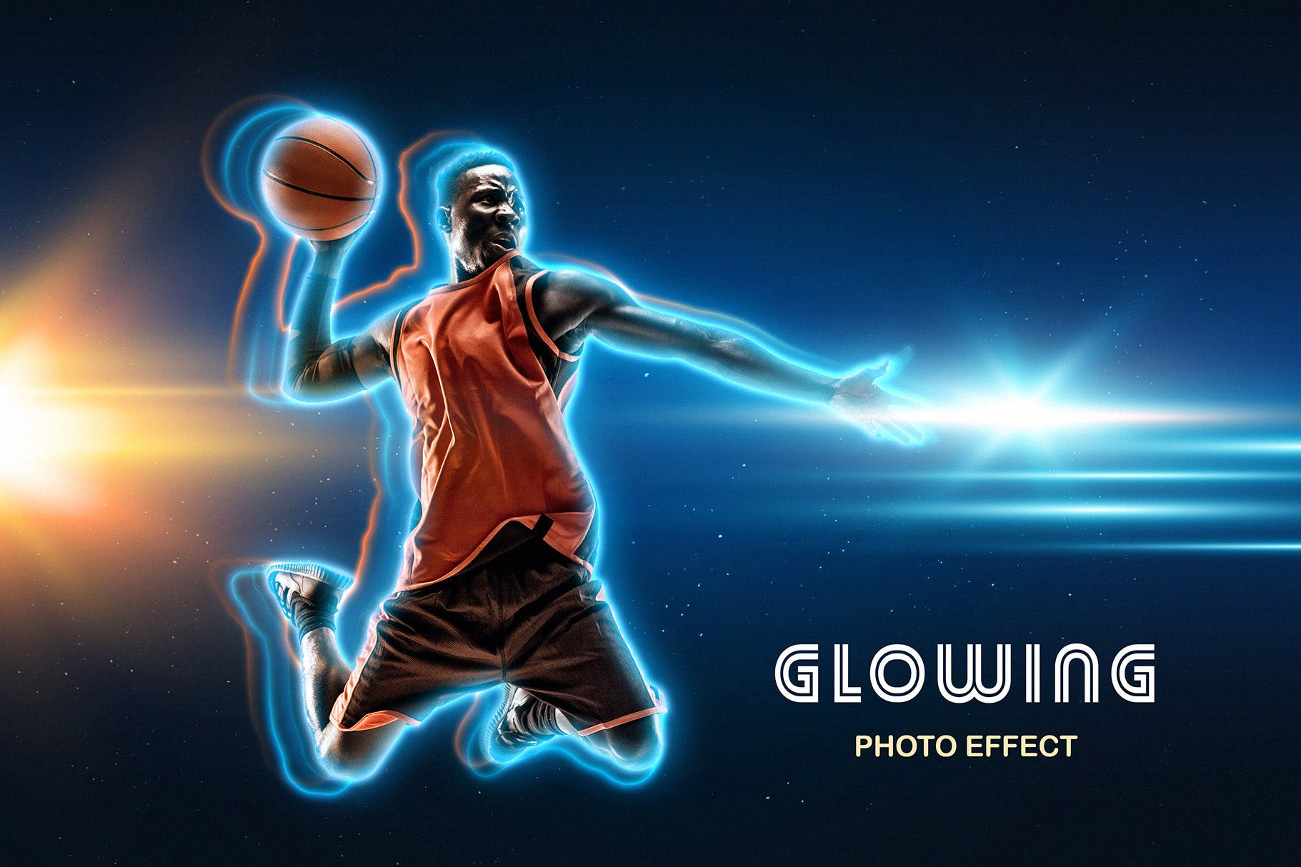 发光轮廓照片处理效果PS样式模板素材 Glowing Outline Photo Effect_img_2