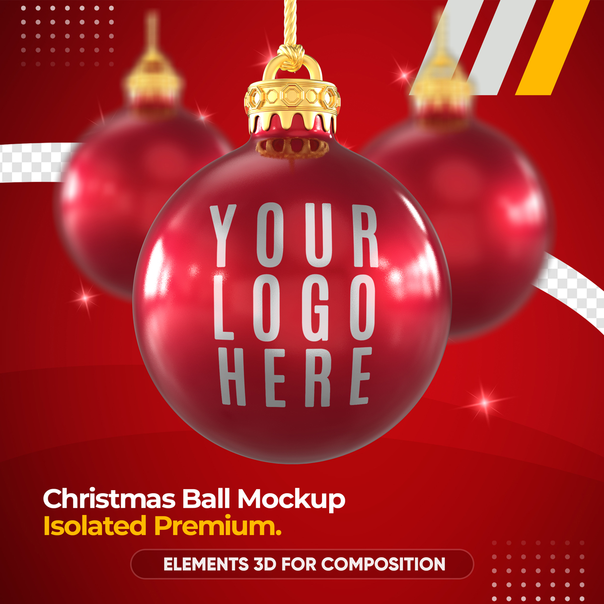 圣诞球礼品印刷品设计PSD样机模板素材 Christmas Ball Mockup_img_2