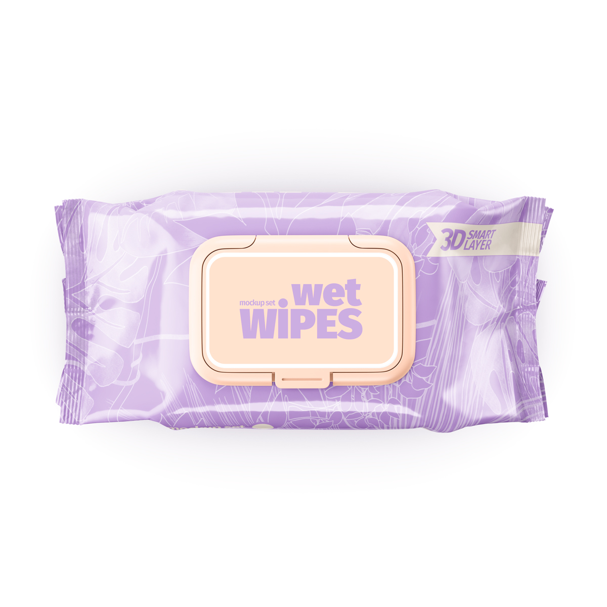 哑光湿纸巾塑料包装袋设计展示贴图样机合集 Wet Wipes Packaging Mockup Set_img_2