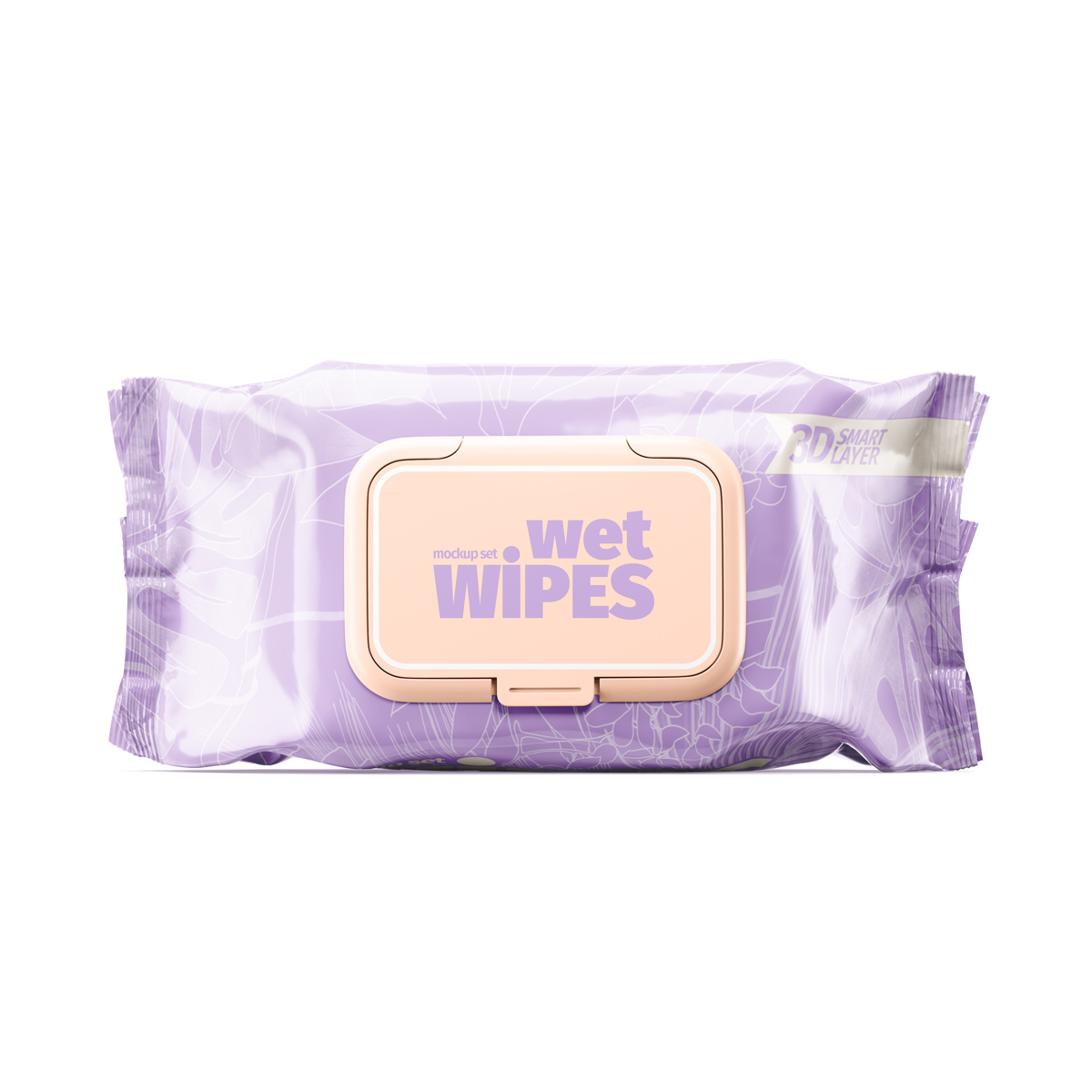 哑光湿纸巾塑料包装袋设计展示贴图样机合集 Wet Wipes Packaging Mockup Set_img_2