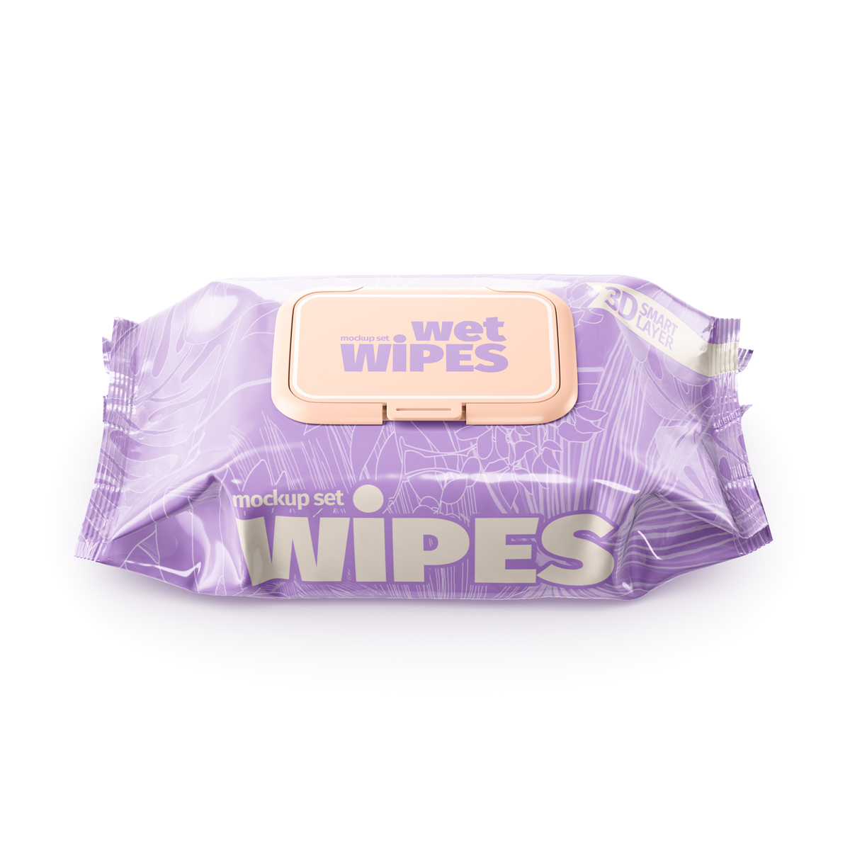 哑光湿纸巾塑料包装袋设计展示贴图样机合集 Wet Wipes Packaging Mockup Set_img_2