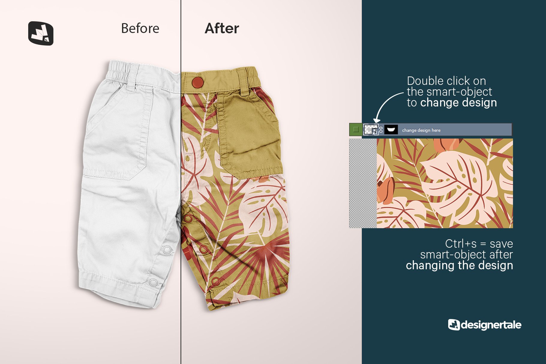 时尚婴儿工装短裤图案印花设计贴图样机 Trendy Infant Cargo Pants Mockup_img_2