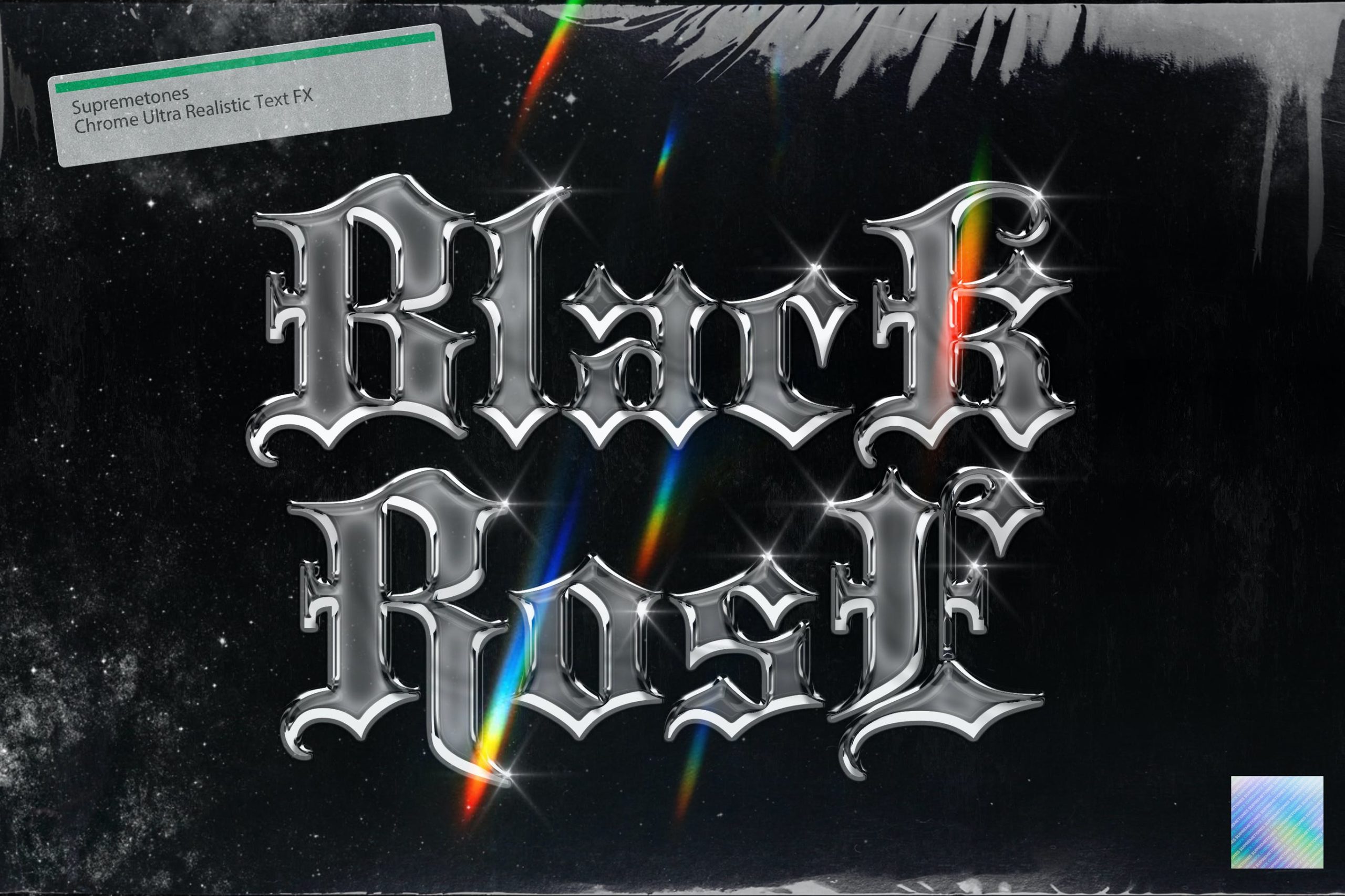 4款3D镀铬金属光泽朋克效果标题徽标Logo字体设计PS样式模板素材 Ultra Realistic Reflective Text Effect_img_2