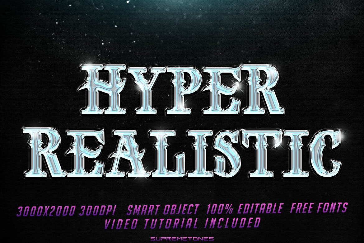 10款3D镀铬金属光泽质感效果标题徽标Logo文字设计PS样式模板素材 Hyper Realistic 10 Chrome Text Effects_img_2