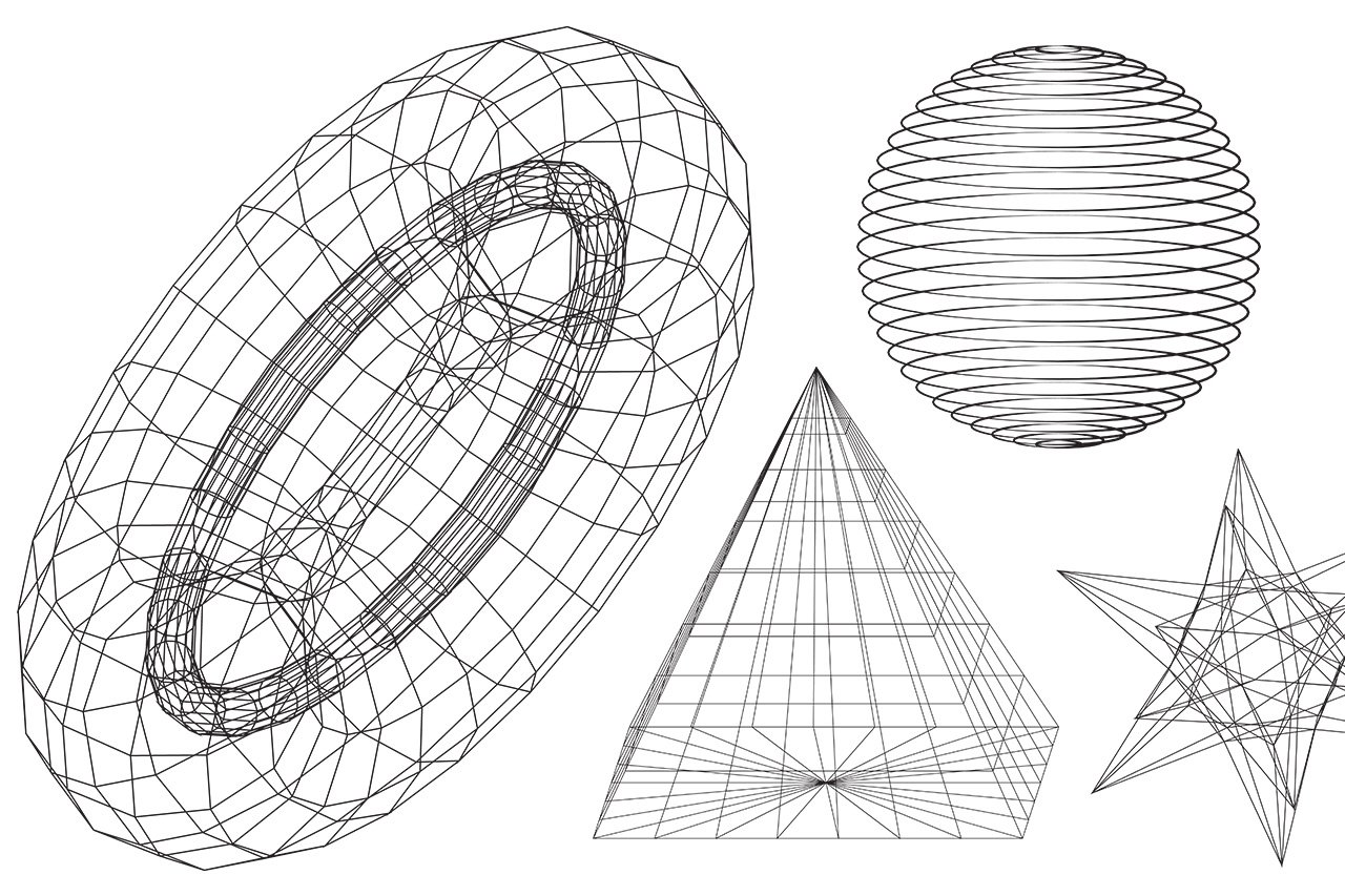 30款抽象3D网格波形线框装饰纹理背景矢量设计素材 30 Wireframe Vectors Pack_img_2