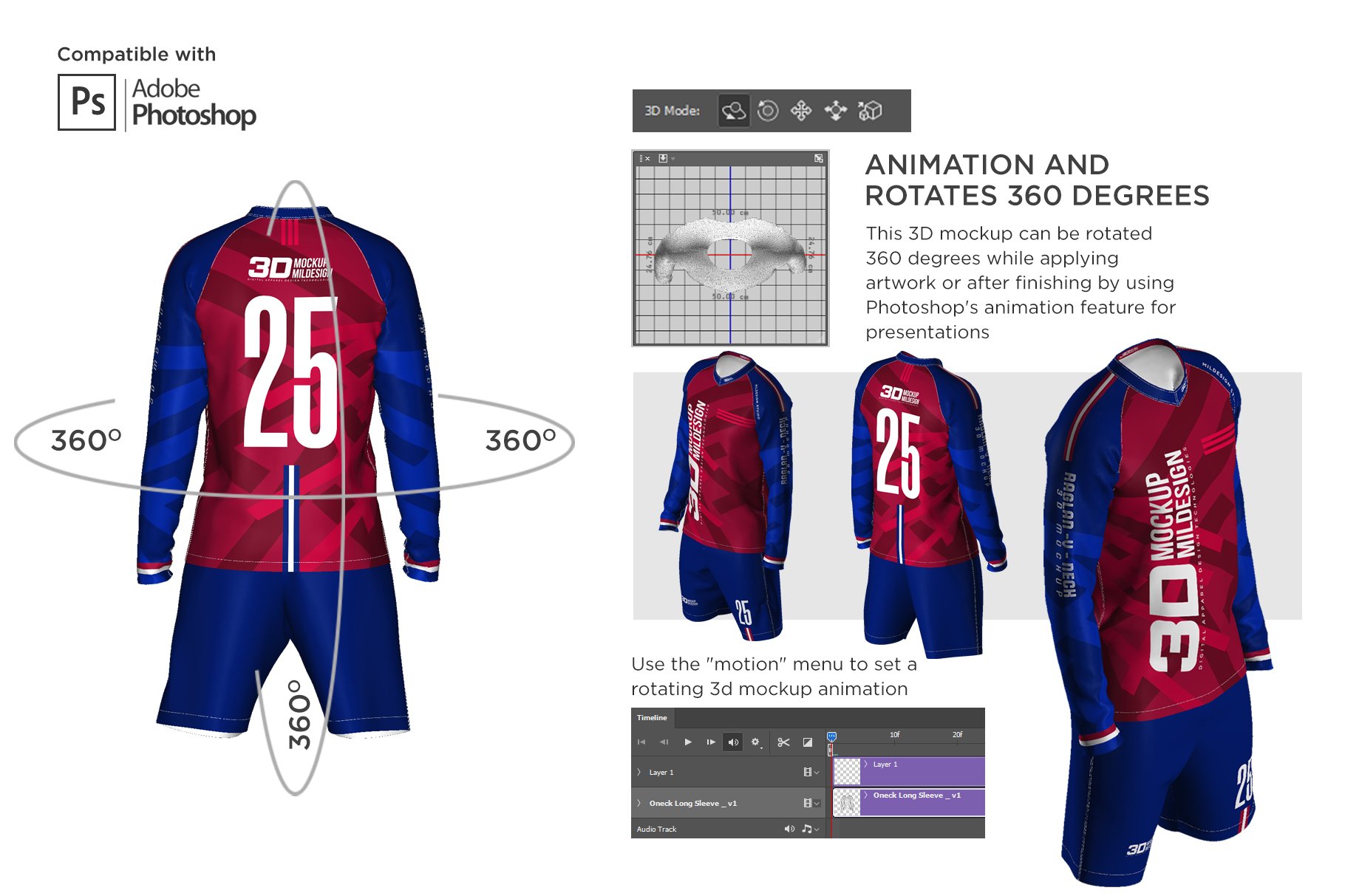 3D男士足球套件长袖球服印花图案设计动态展示样机模板 3D Mens Soccer Kit Long Sleeve_img_2