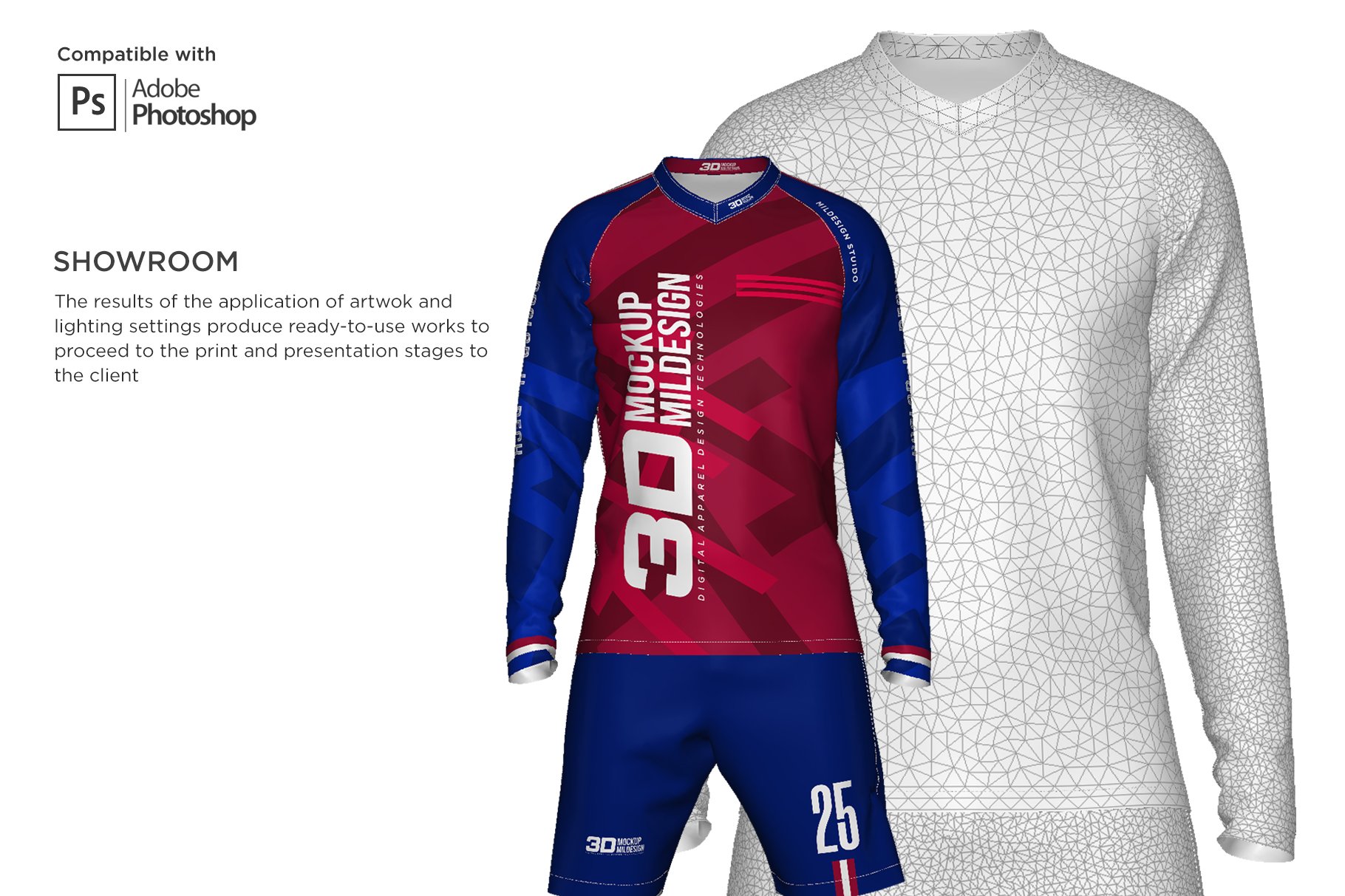 3D男士足球套件长袖球服印花图案设计动态展示样机模板 3D Mens Soccer Kit Long Sleeve_img_2