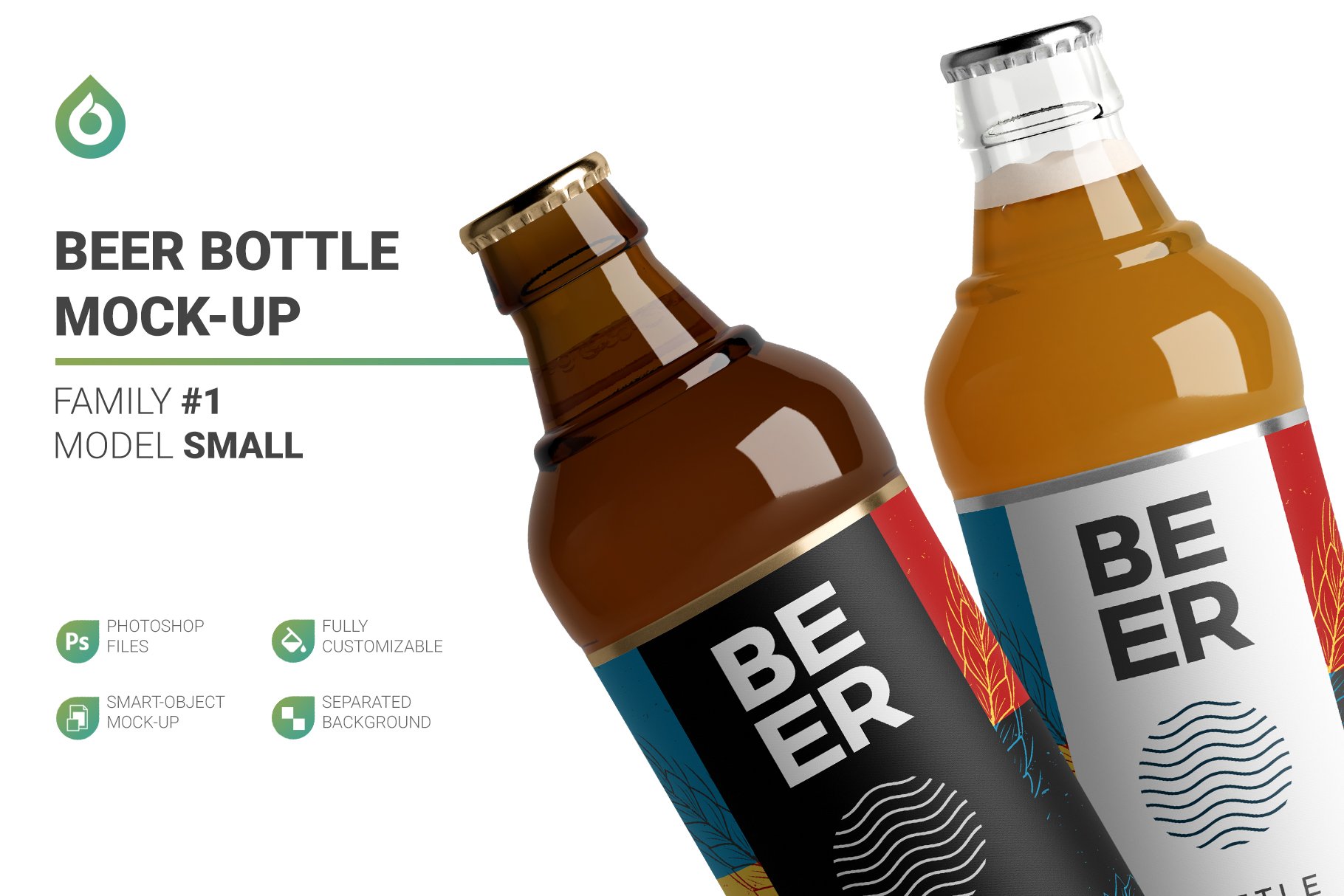 高分辨率啤酒瓶标签设计贴图样机素材 Beer Bottle Mockup_img_2