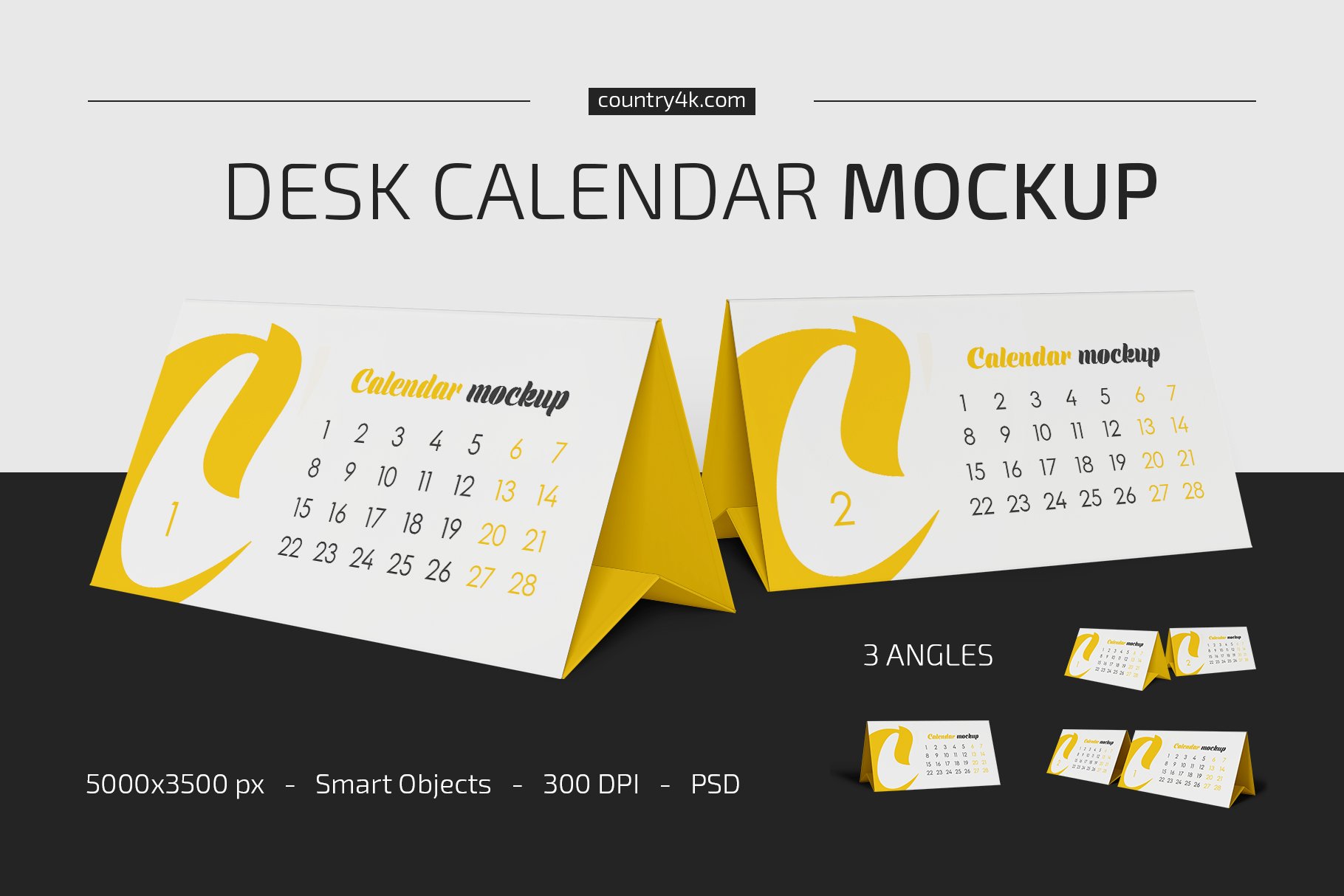 简约台历日历设计展示贴图样机合集 Desk Calendar v02 Mockup Set_img_2