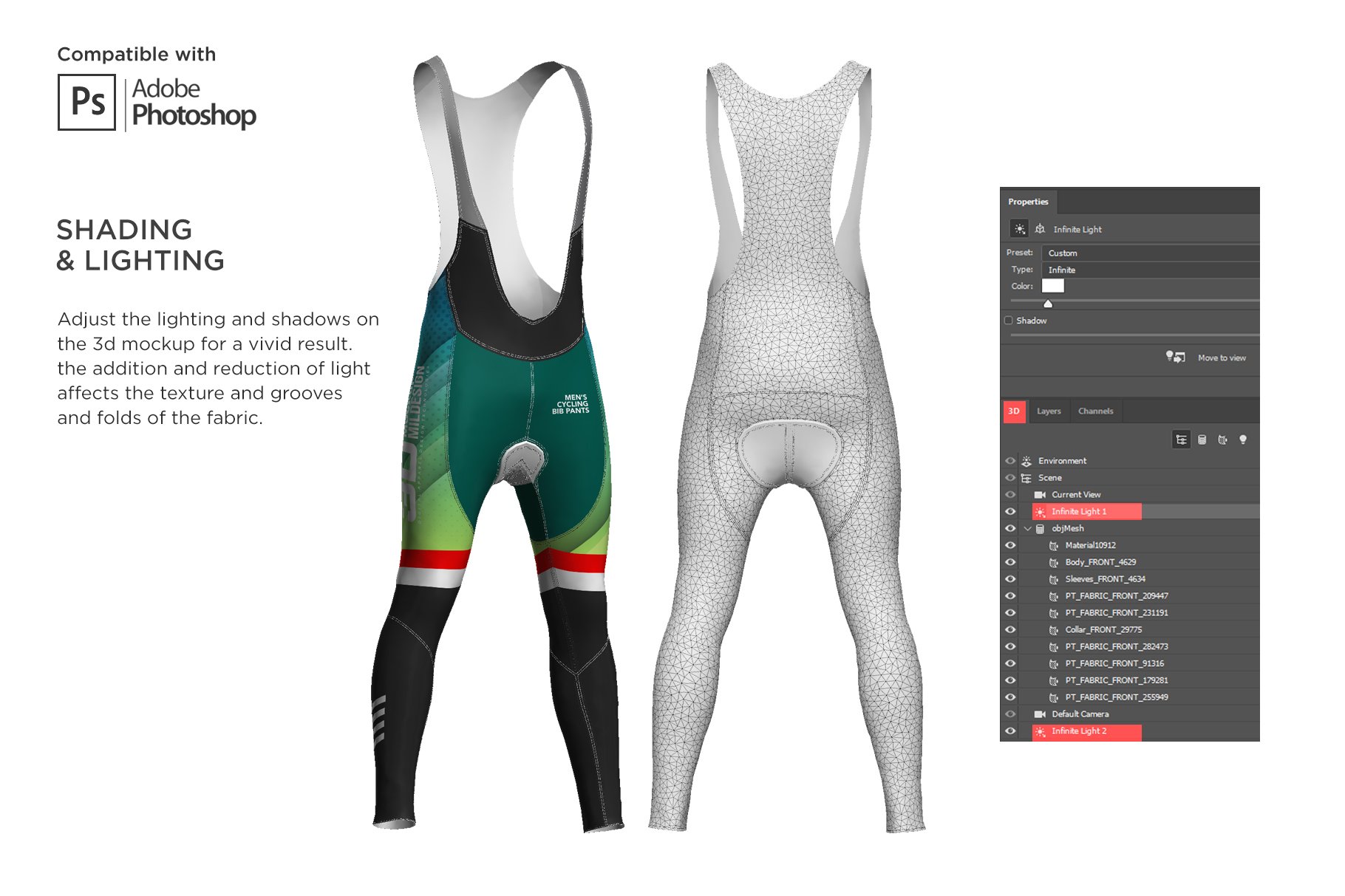 3D自行车背带裤长裤印花图案设计动态展示样机 3D Cycling Bib Long Pants Mockup_img_2