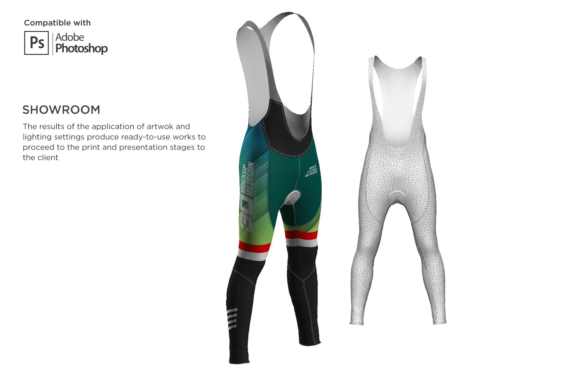 3D自行车背带裤长裤印花图案设计动态展示样机 3D Cycling Bib Long Pants Mockup_img_2