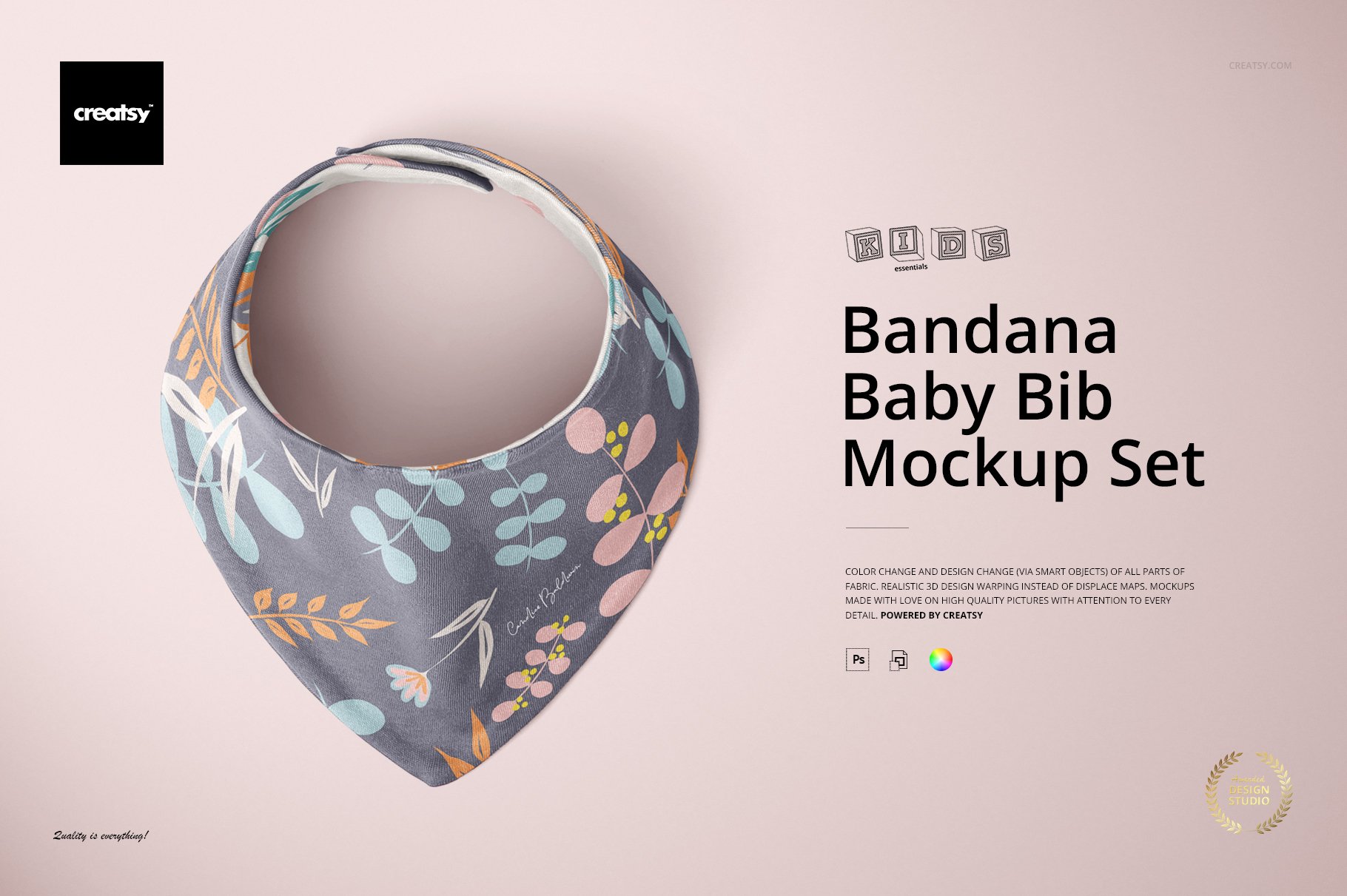 婴儿头巾围兜印花图案设计展示样机合集 Baby Bandana Bib Mockup Set_img_2