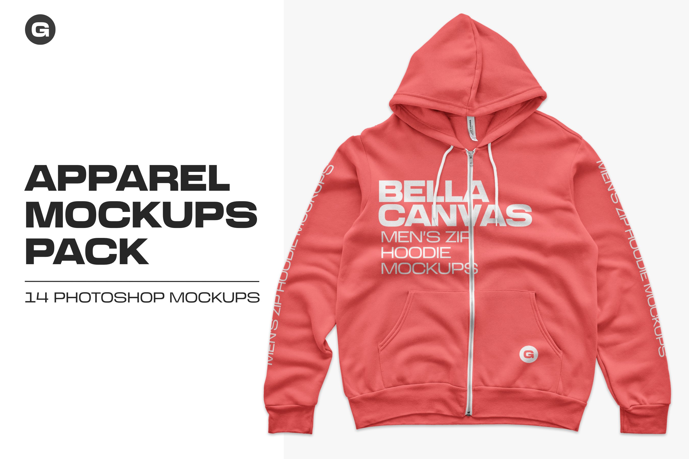 14款帆布连衣帽卫衣设计展示贴图样机模板 Bella Canvas Mens Zip Hoodie Mockups_img_2