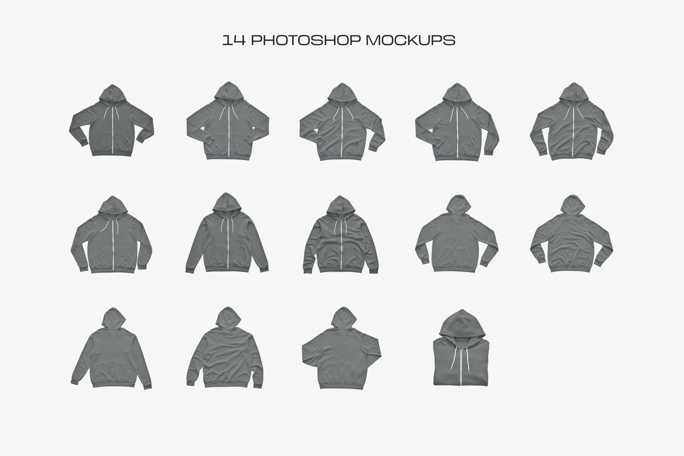 14款帆布连衣帽卫衣设计展示贴图样机模板 Bella Canvas Mens Zip Hoodie Mockups_img_2