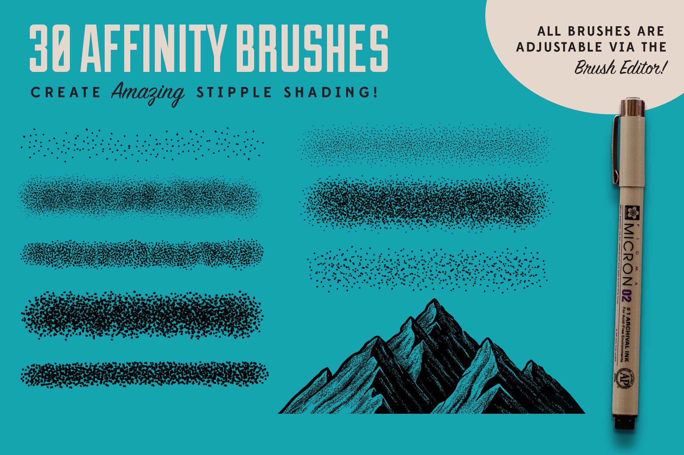 30款点状颗粒绘画效果Affinity笔刷素材 Stipple Shading Brushes For Affinity_img_2