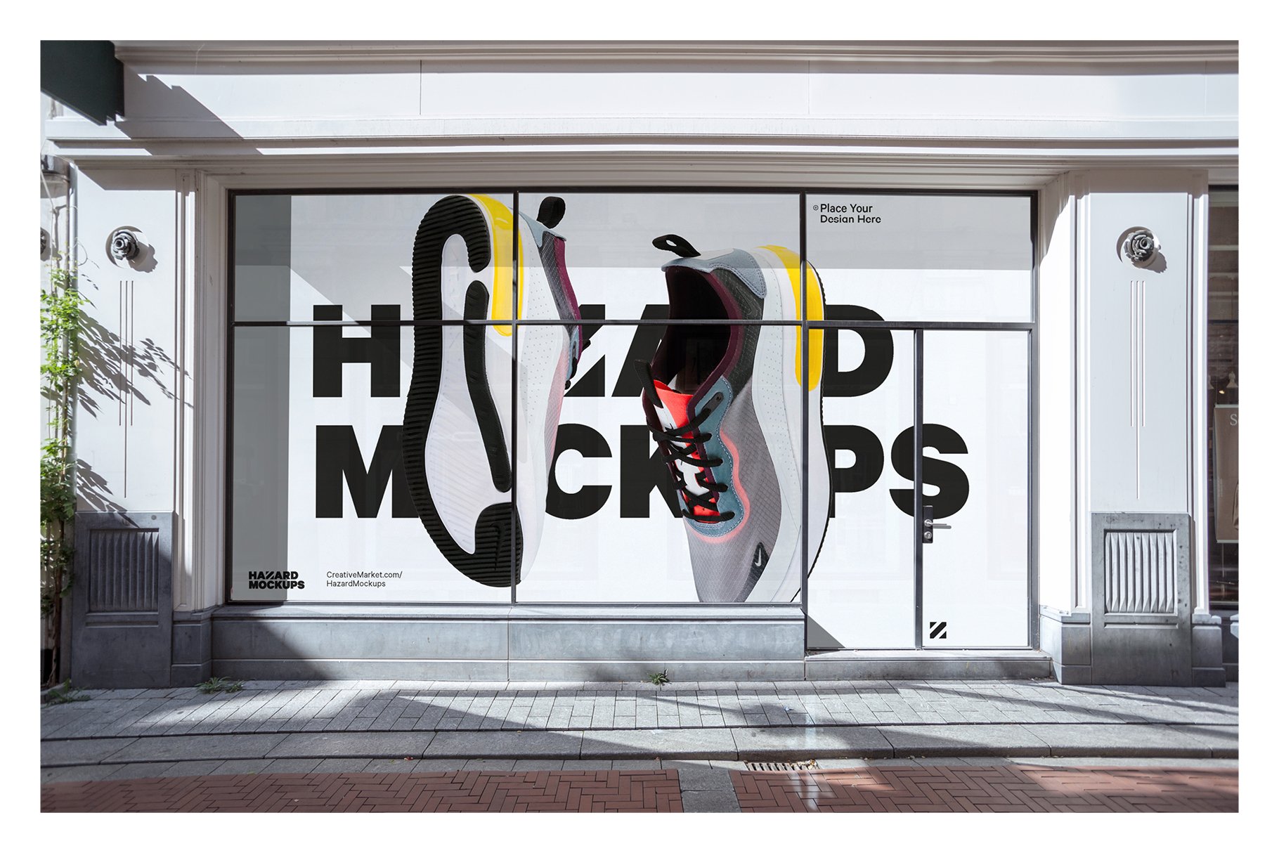 城市店面玻璃贴纸海报广告设计展示贴图样机 City Retail Shop Facade Mockup_img_2