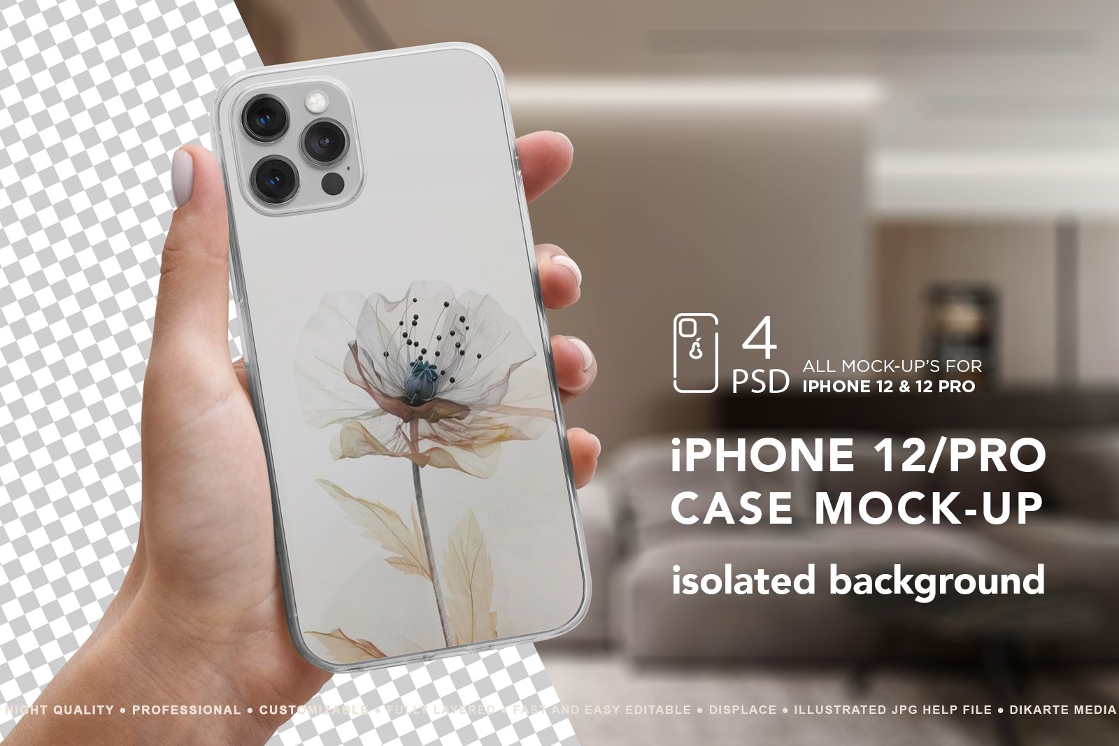 4款苹果iPhone 12 Pro手机壳外观设计展示贴图样机 iPhone 12 Pro Case Mockup Isolated_img_2