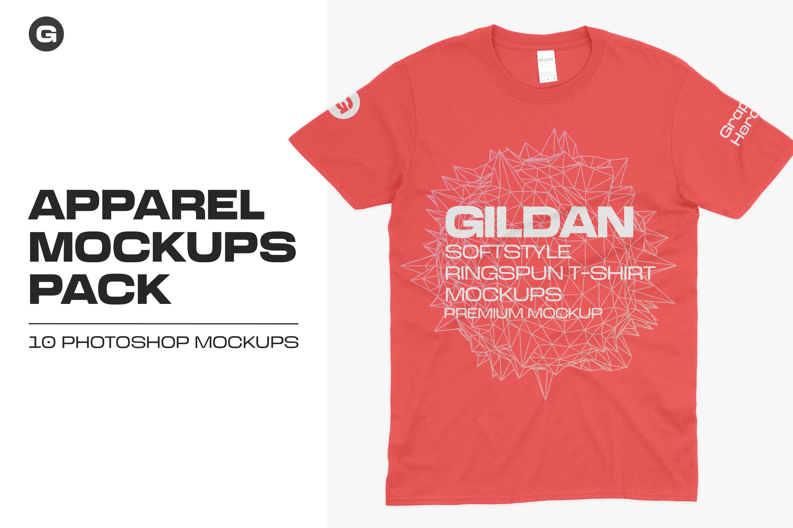 10个逼真半袖T恤衫图案印花设计展示贴图样机 Gildan 64000 T-Shirts Mockups_img_2