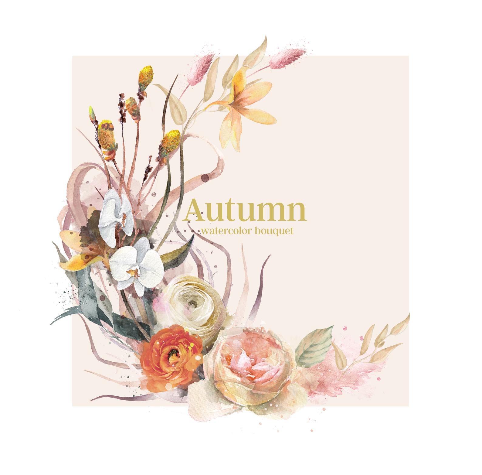 120+波西米亚风婚礼水彩花卉字母装饰图案PNG免抠图片素材 The Autumn Blooming Storm Collection_img_2