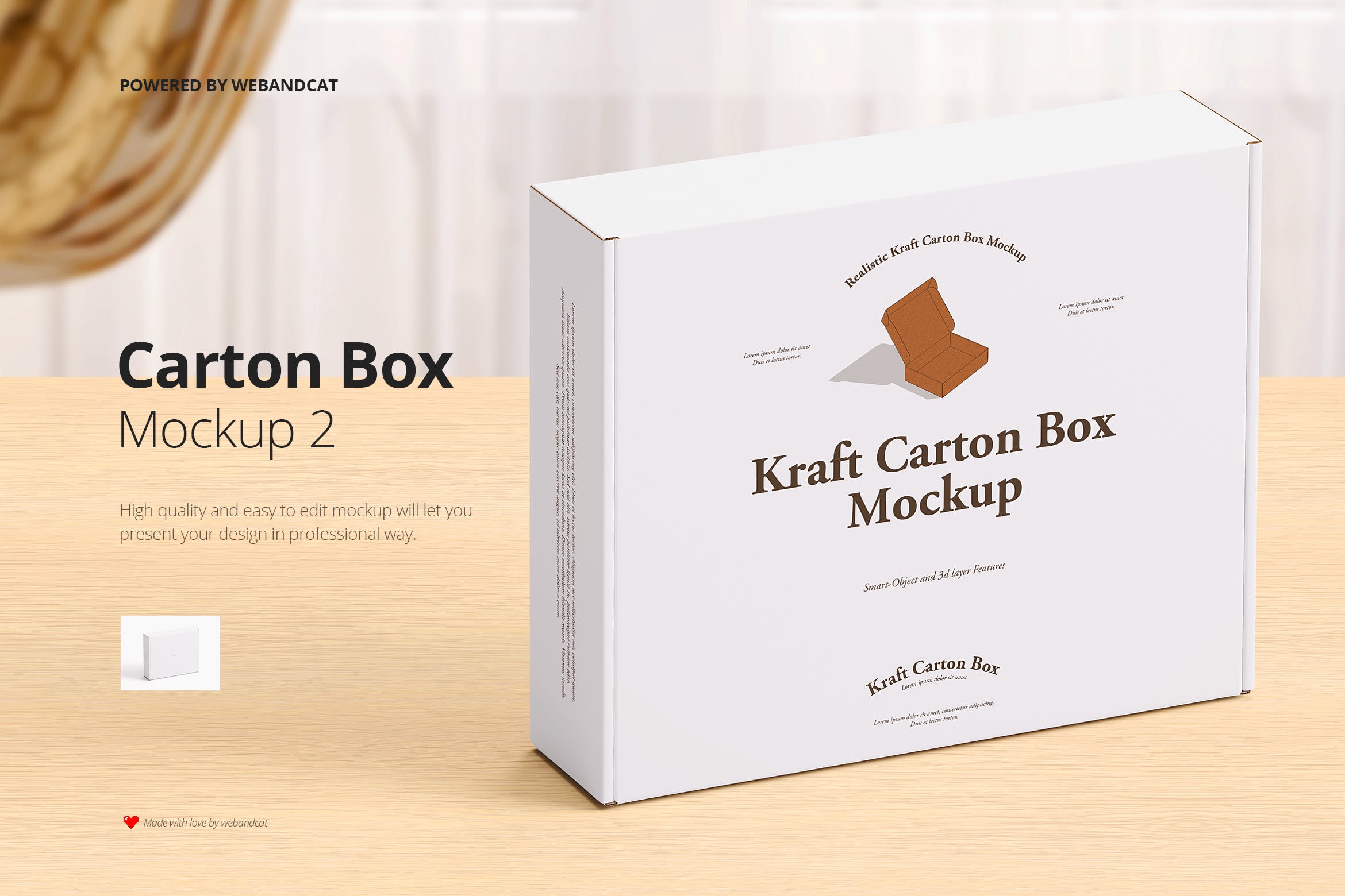 高品质产品快递包装纸盒设计展示贴图样机 Mailing Kraft Carton Box Mockup 2_img_2