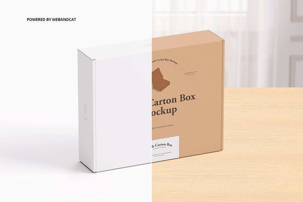 高品质产品快递包装纸盒设计展示贴图样机 Mailing Kraft Carton Box Mockup 2_img_2