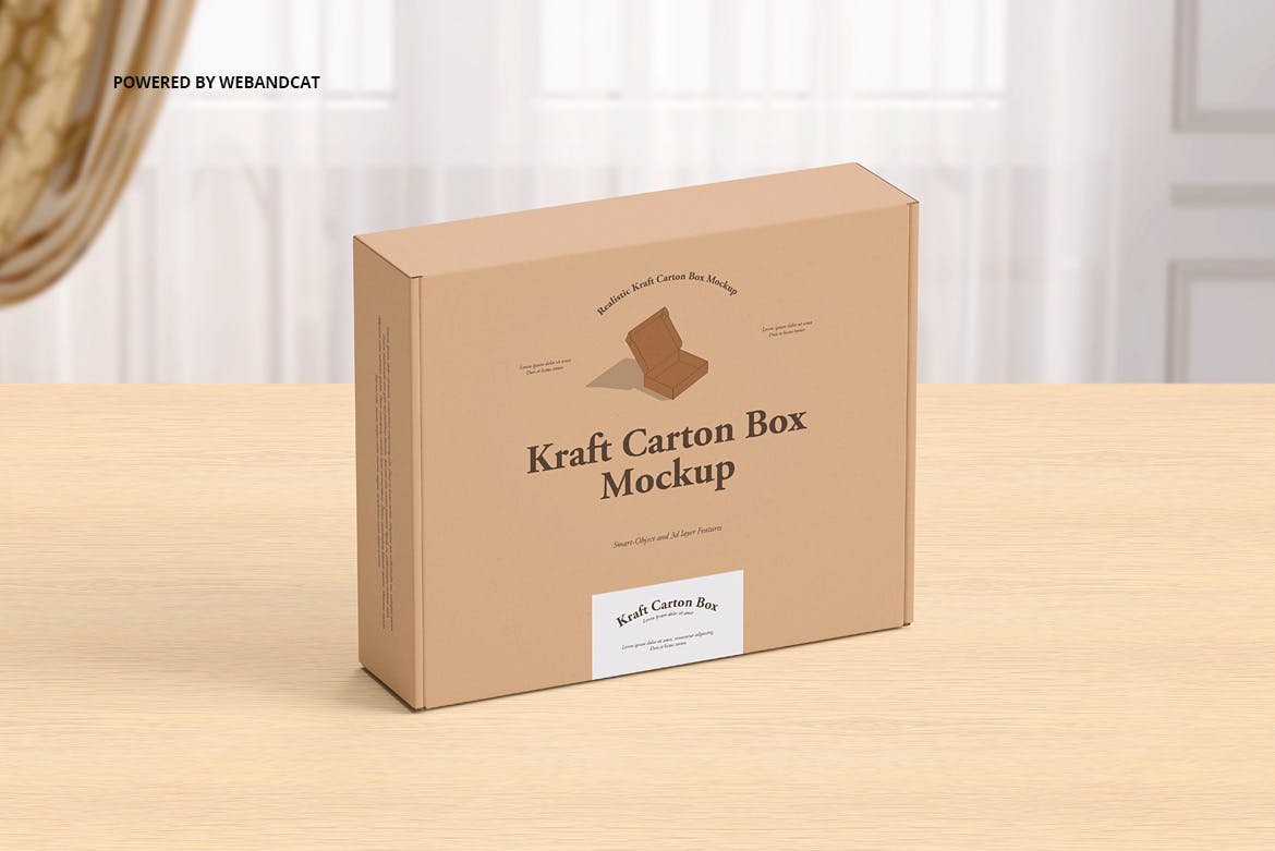 高品质产品快递包装纸盒设计展示贴图样机 Mailing Kraft Carton Box Mockup 2_img_2