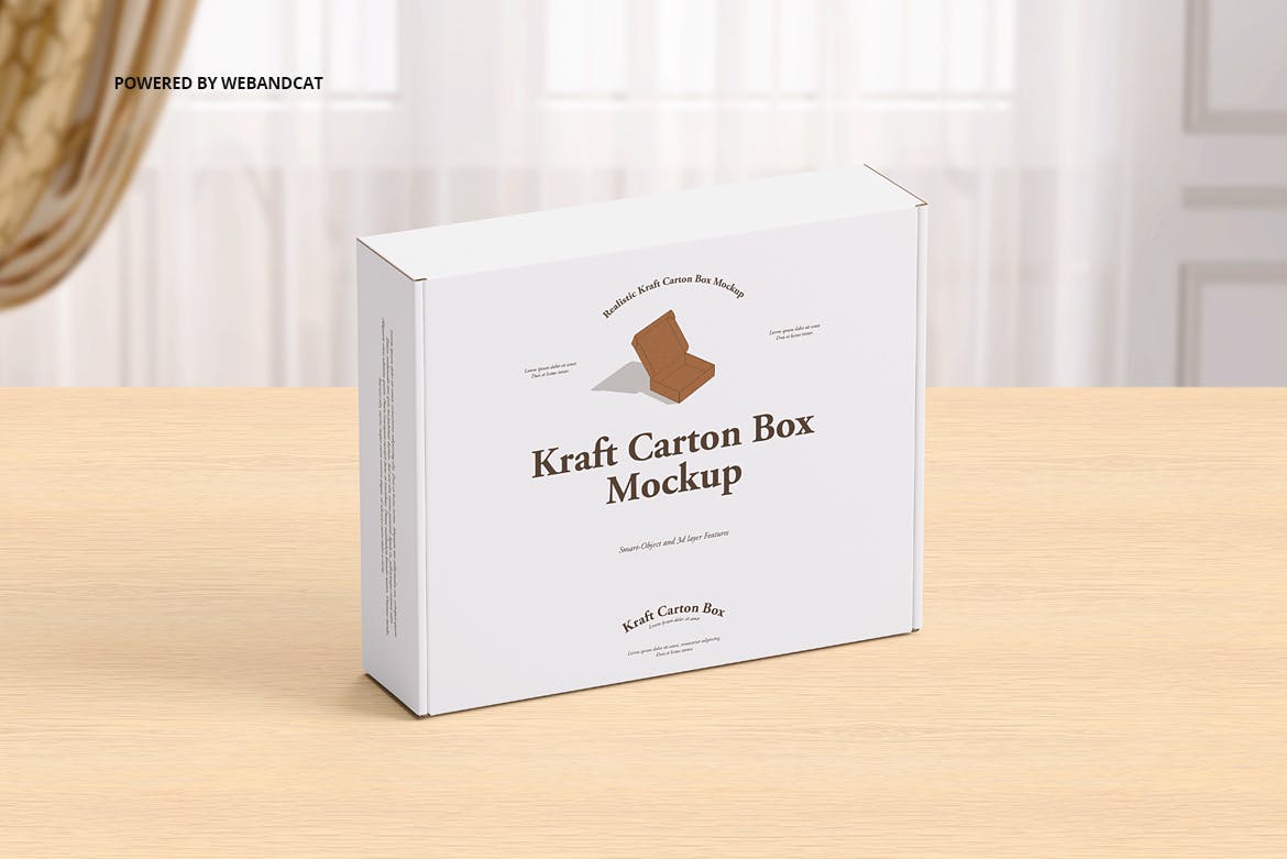 高品质产品快递包装纸盒设计展示贴图样机 Mailing Kraft Carton Box Mockup 2_img_2