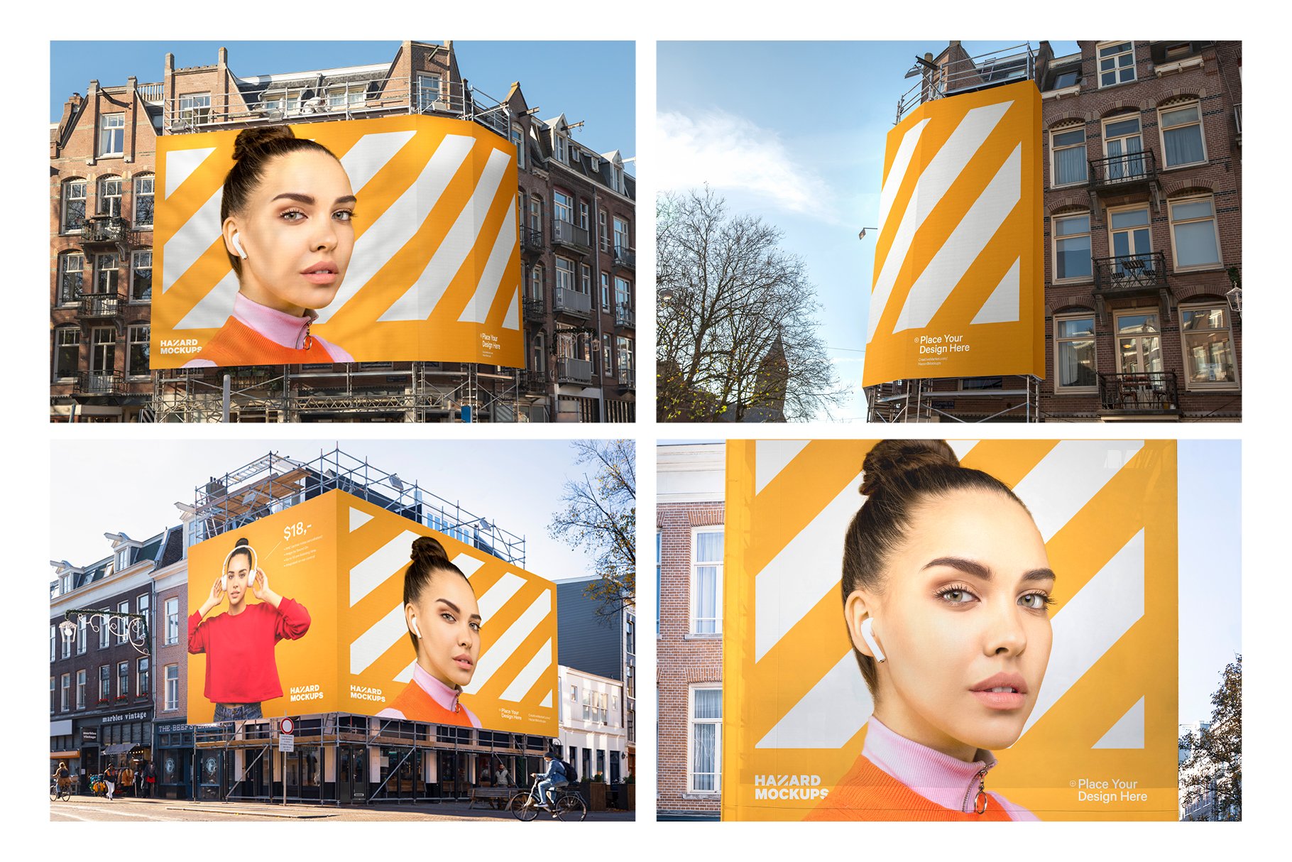 时尚城市楼盘户外广告牌设计展示贴图样机 4x Billboard Construction Mockups_img_2